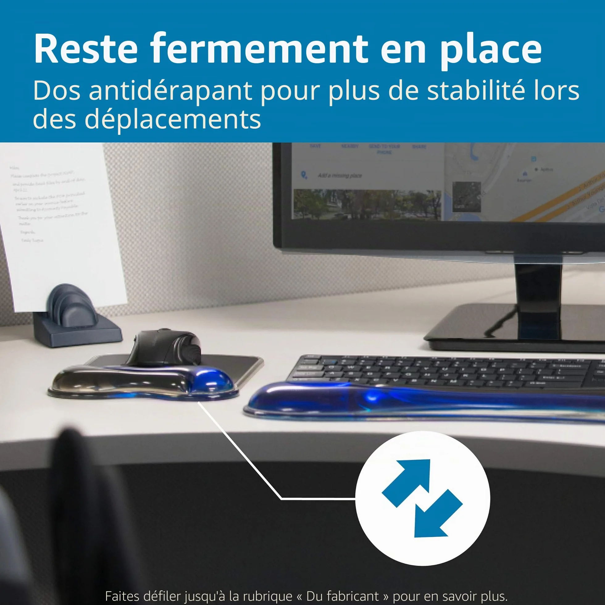 Kensington Tapis de Souris Ergonomique Gel Duo avec Repose-Poignets, Antidérapant, Bleu