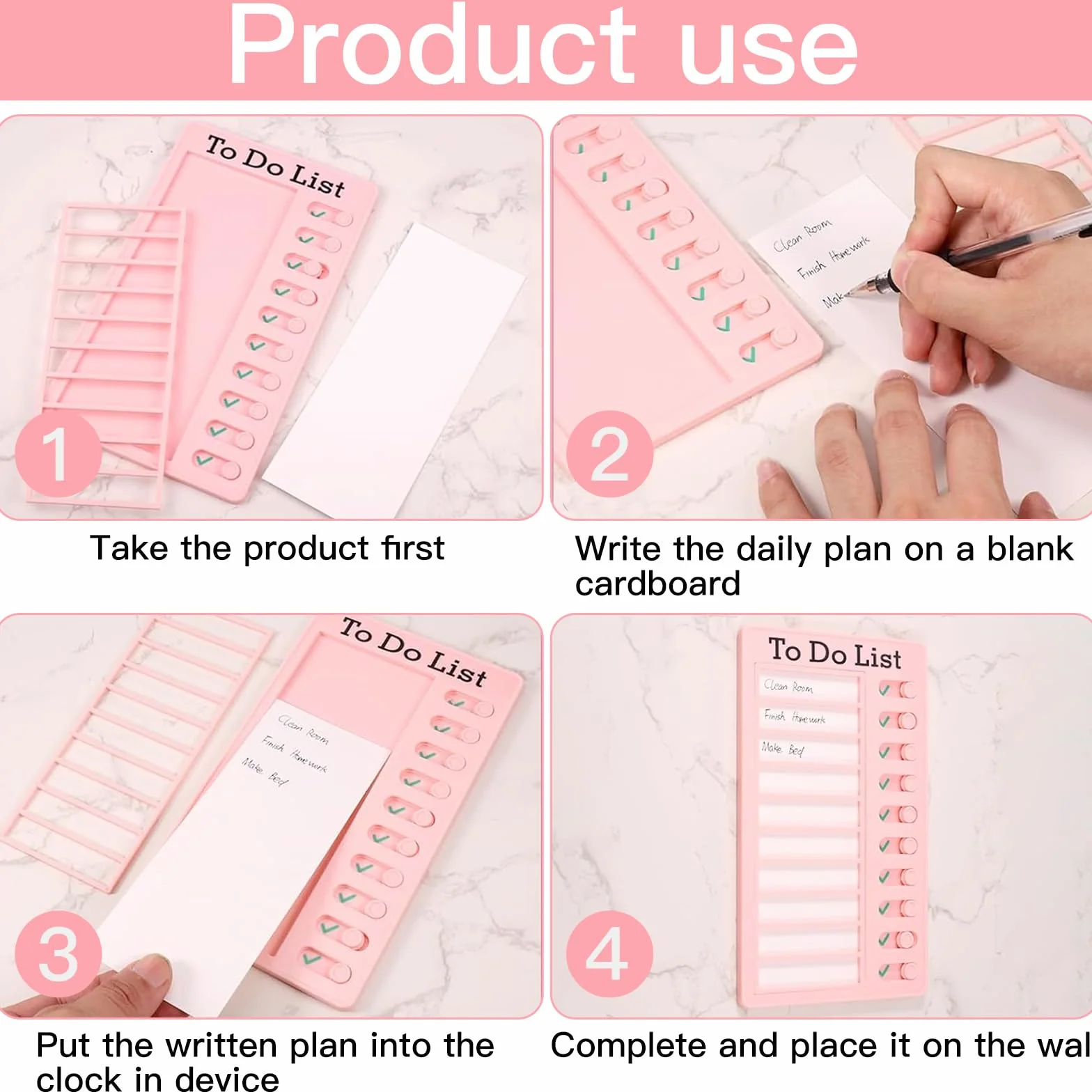 Binnan Tableaux de Tâches à Faire pour Enfants, Checklist avec 10 Feuilles de Papier Vierge, Tableau Memo Plastique