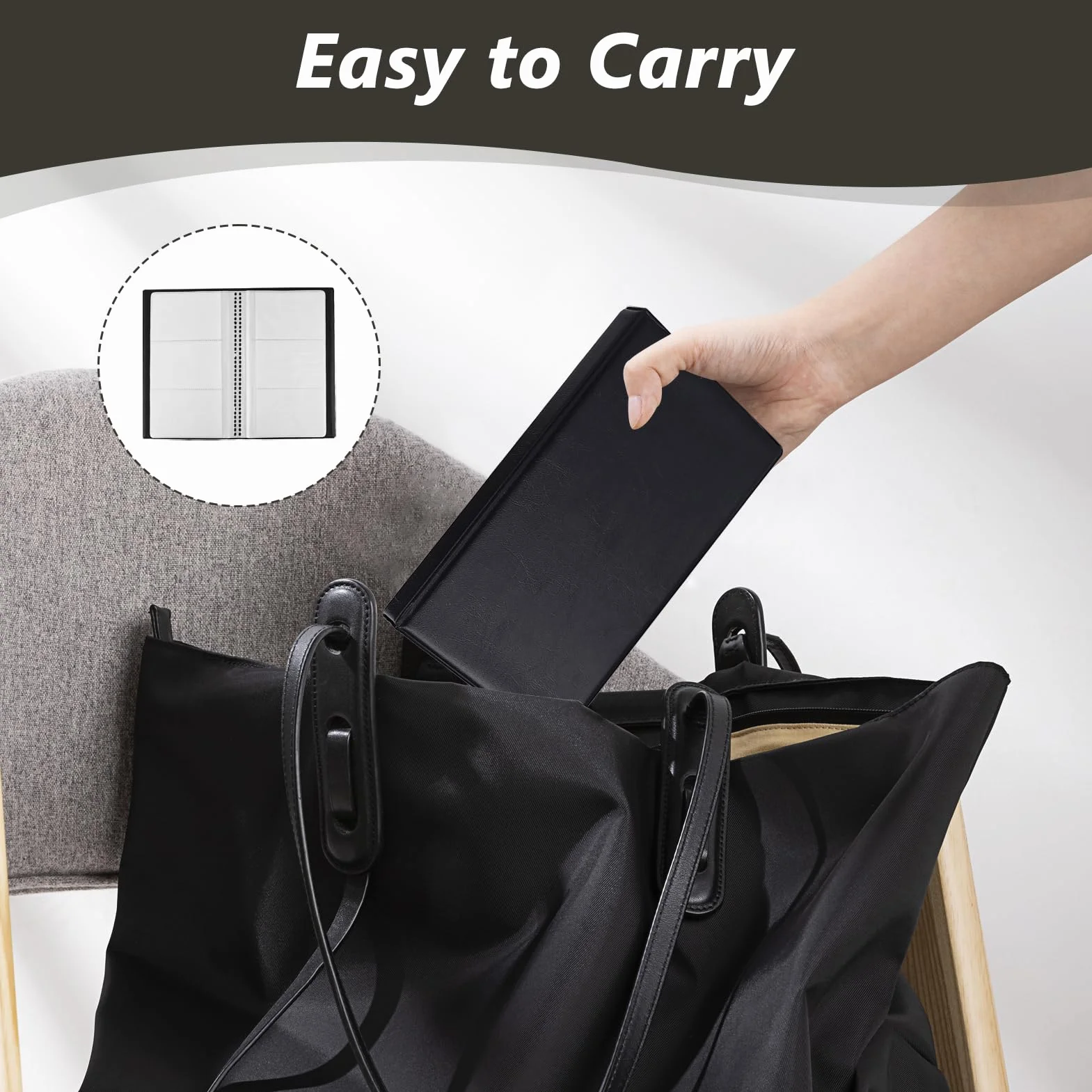 Porte Cartes de Visite 240 Emplacements, Classeur de Rangement en Cuir PU, Album Carte PVC Rigide