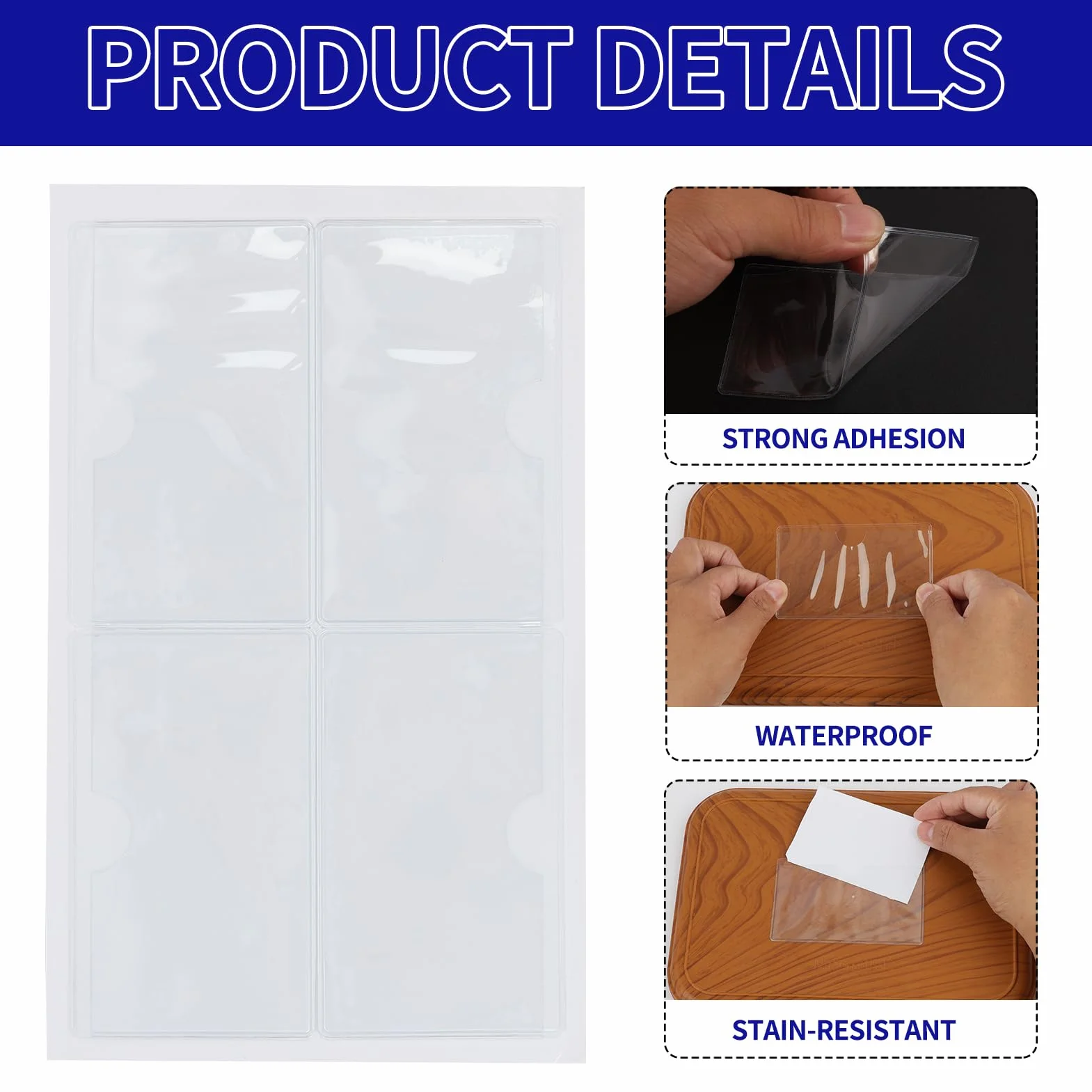 Porte-Cartes Transparent PVC Pare-Brise 6x9 cm Lot de 12 Adhésif Puissant