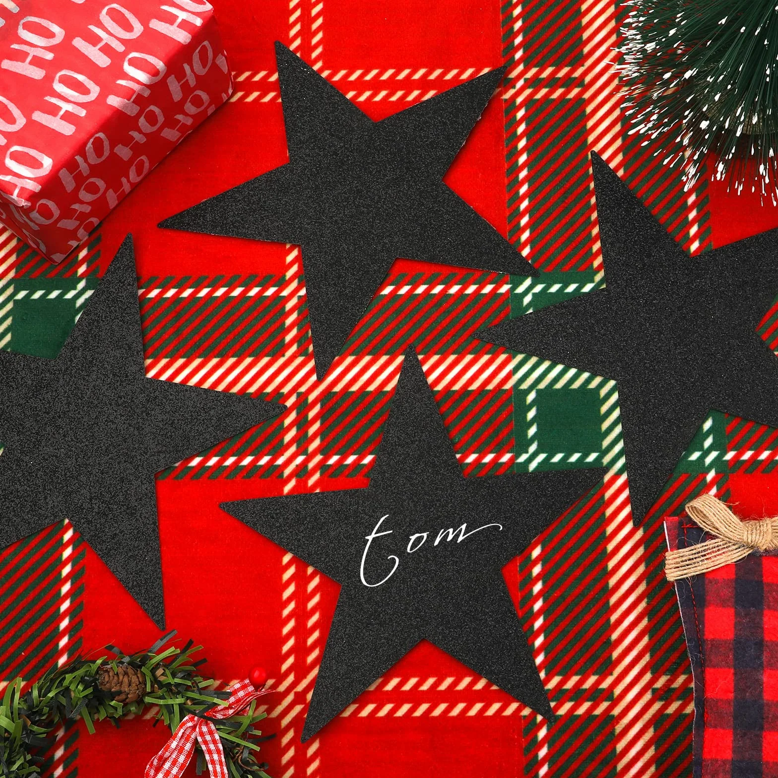 Confettis en Papier Étoile Scintillante 15,3cm 50pcs Découpes d'Étoiles pour Tableau d'Affichage Fête (Noir)