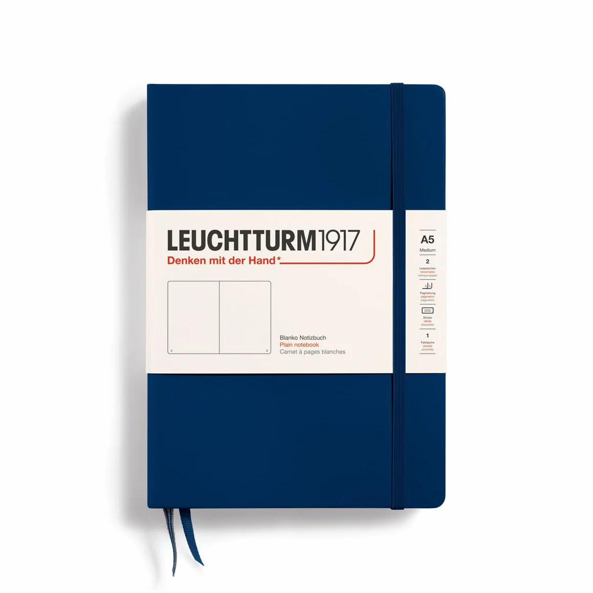 Leuchtturm1917 Carnet Medium A5 249 pages numérotées Bleu marine