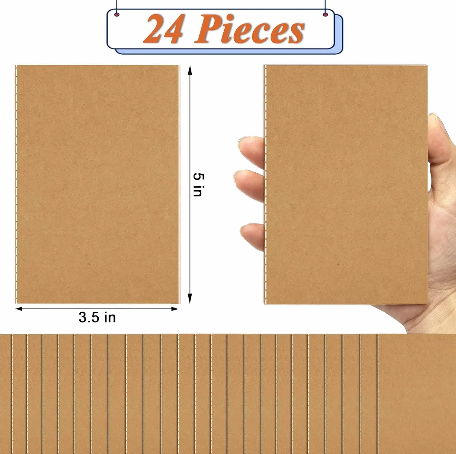 Lot de 24 Petit Carnet de Notes 13 x 9 cm Mini Bloc Note Couverture Kraft 36 Pages Ligné Brun