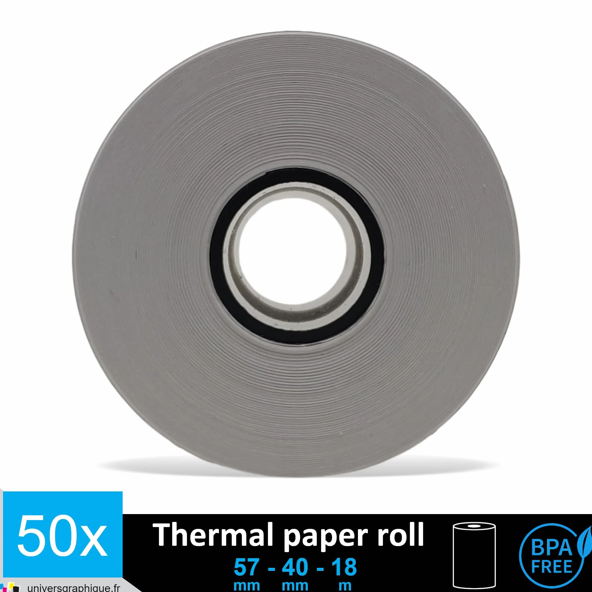 Bobines Carte Bancaire Thermique TPE 57 x 40 x 12 mm Sans Bisphénol A