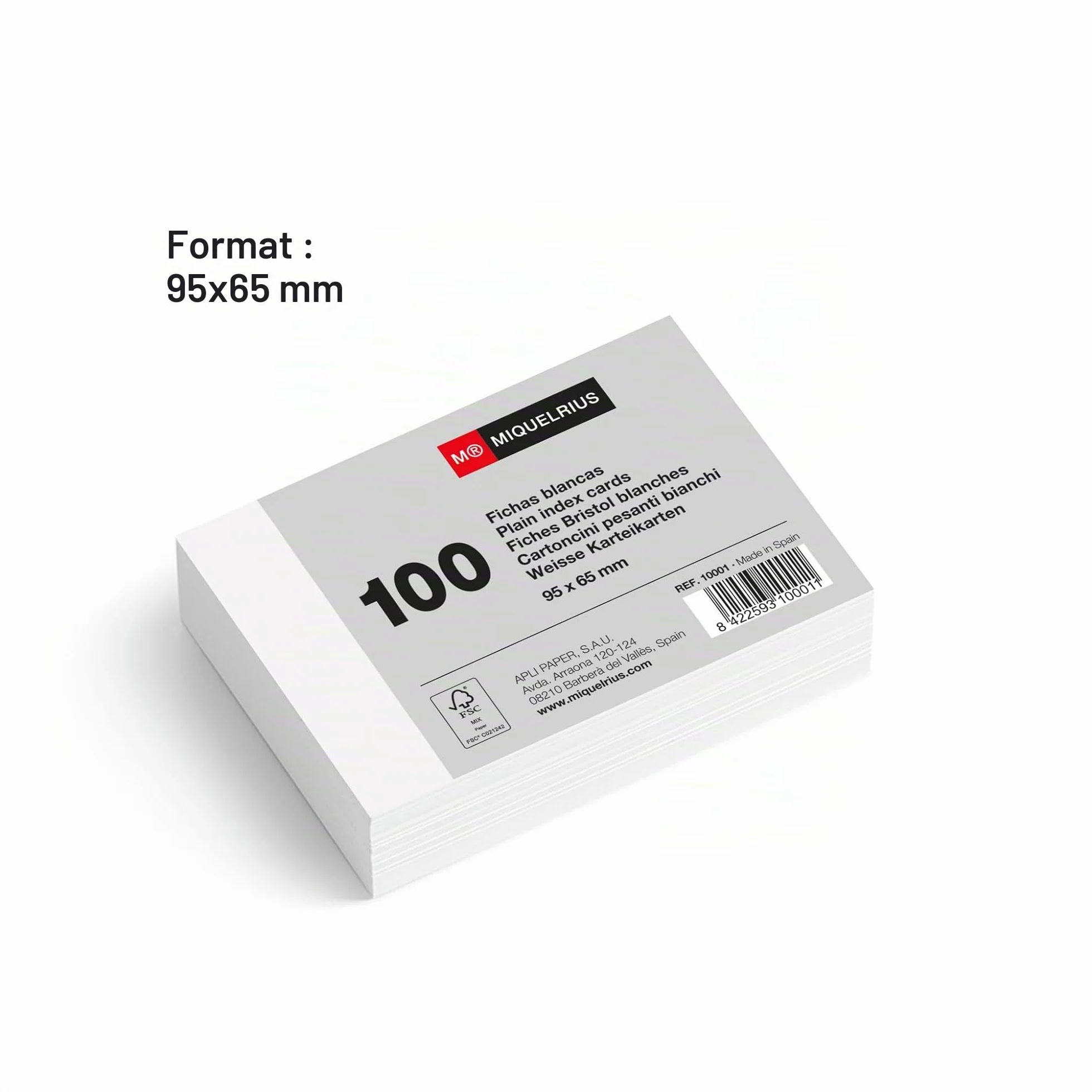 Miquelrius Flashcards 100 fiches Bristol 95 x 65 mm Papier carton offset 200 g/m²