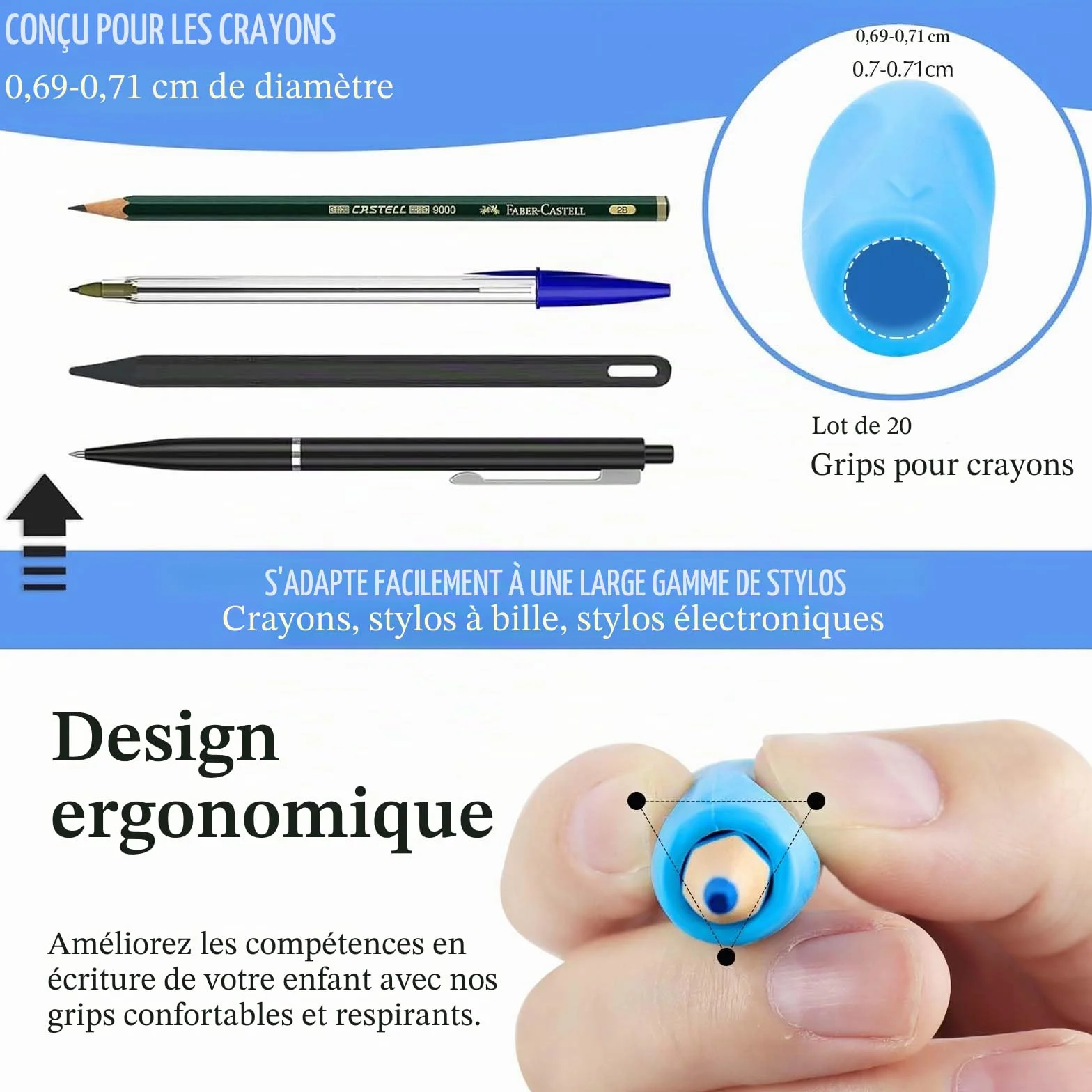 Guide Doigts Ecriture Enfant, Embout Crayon Grips Multicolore