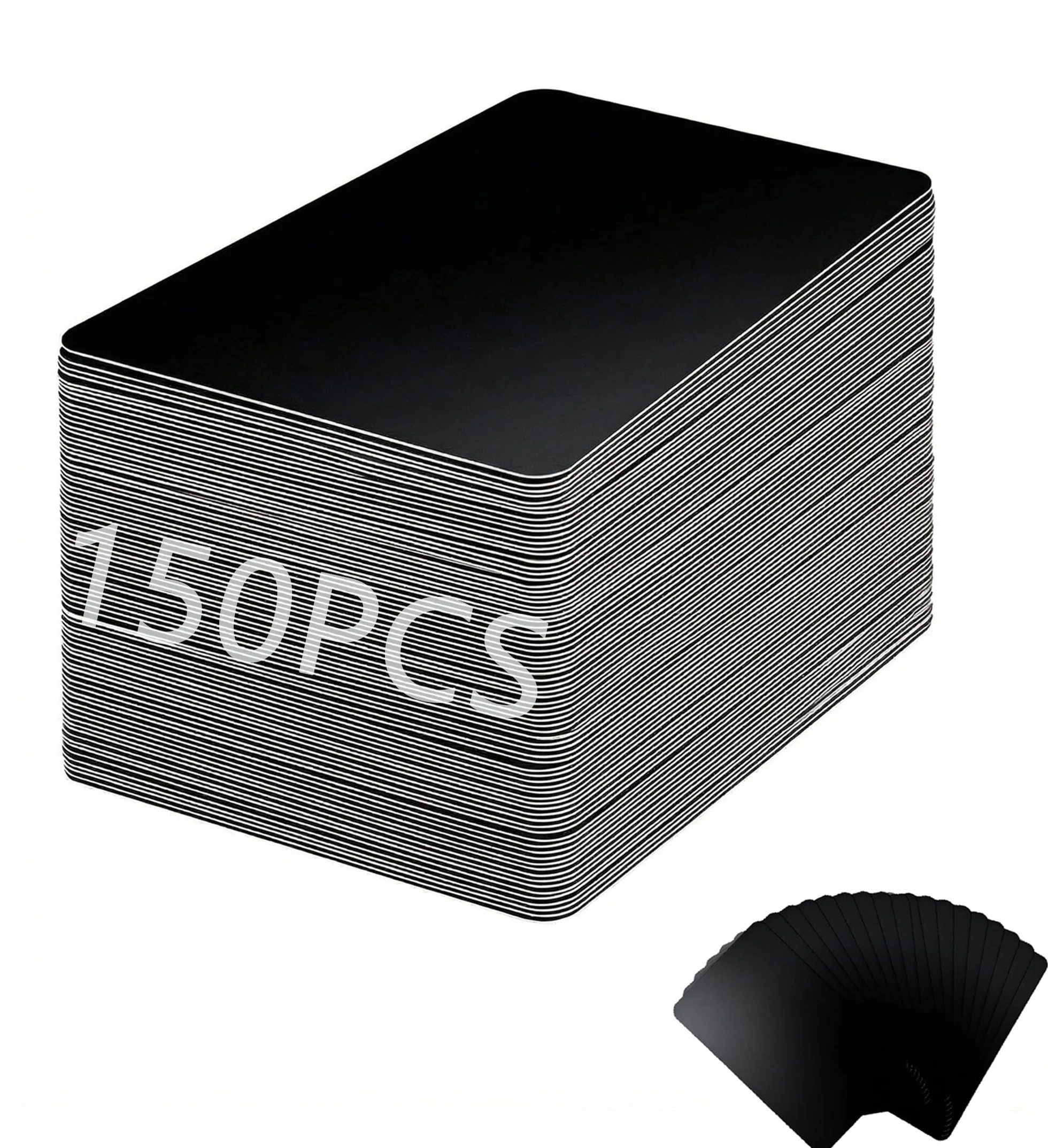 Cartes de Visite Vierges en Aluminium Noir Mat 150 Pièces 86 x 54 x 0.21 mm Compatibles Impression Jet d'Encre et Laser
