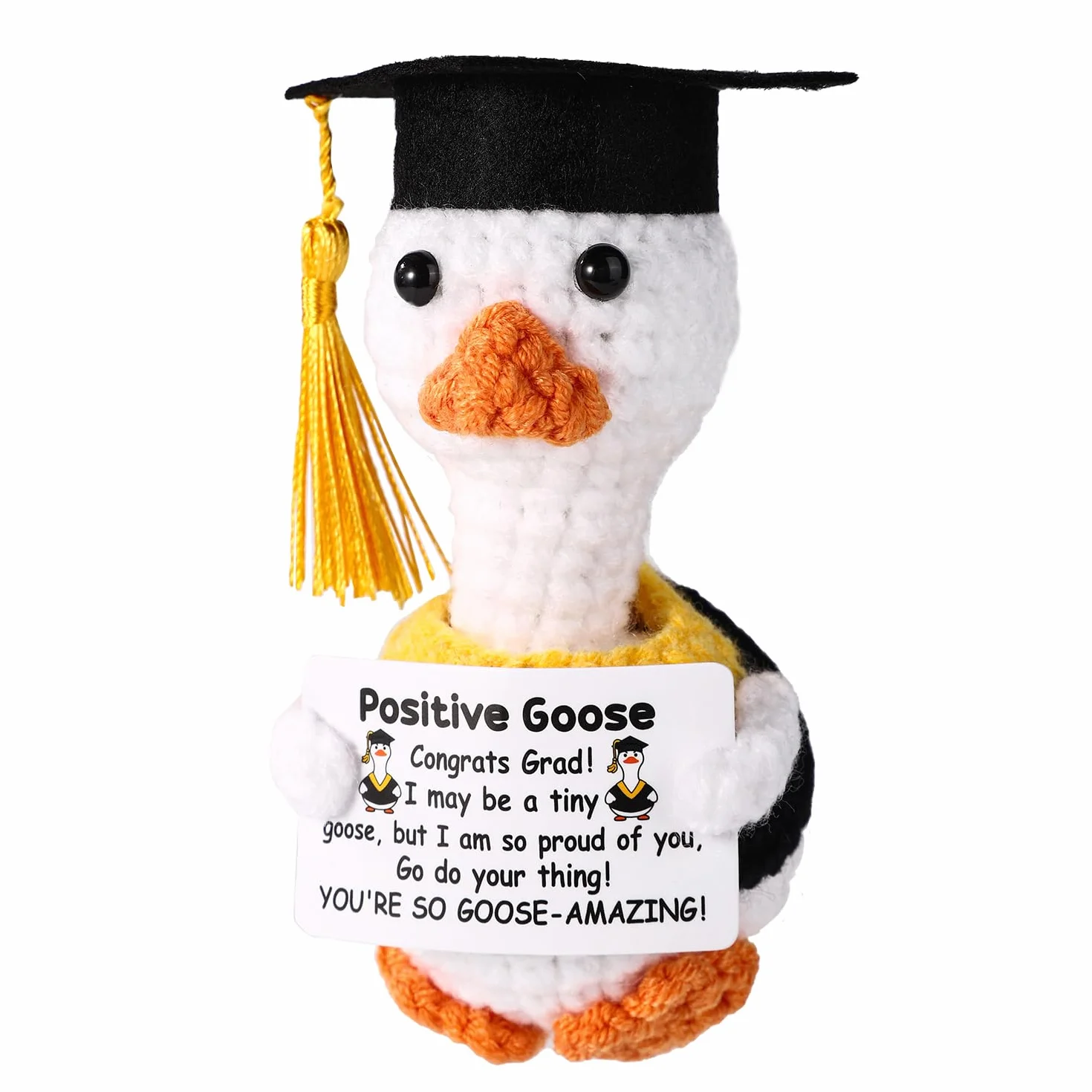 TOYMIS Oie Positive Crochet Soutien Émotionnel Animaux au Crochet avec Messages Positifs Cadeau Encourageant Décoration Maison Bureau