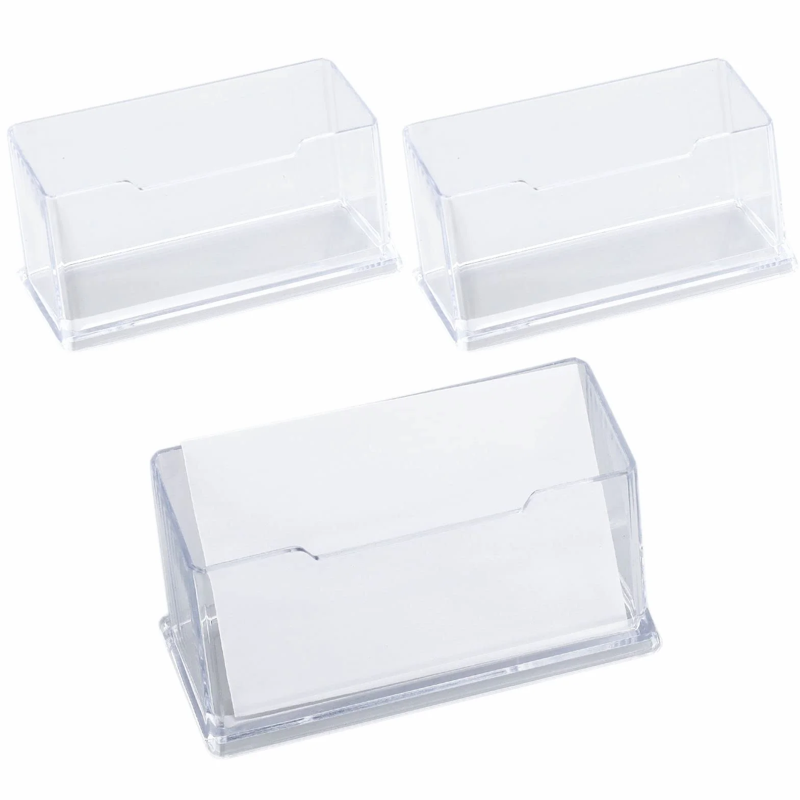 Porte-cartes de visite transparents acrylique lot de 3 pour bureau organisateur