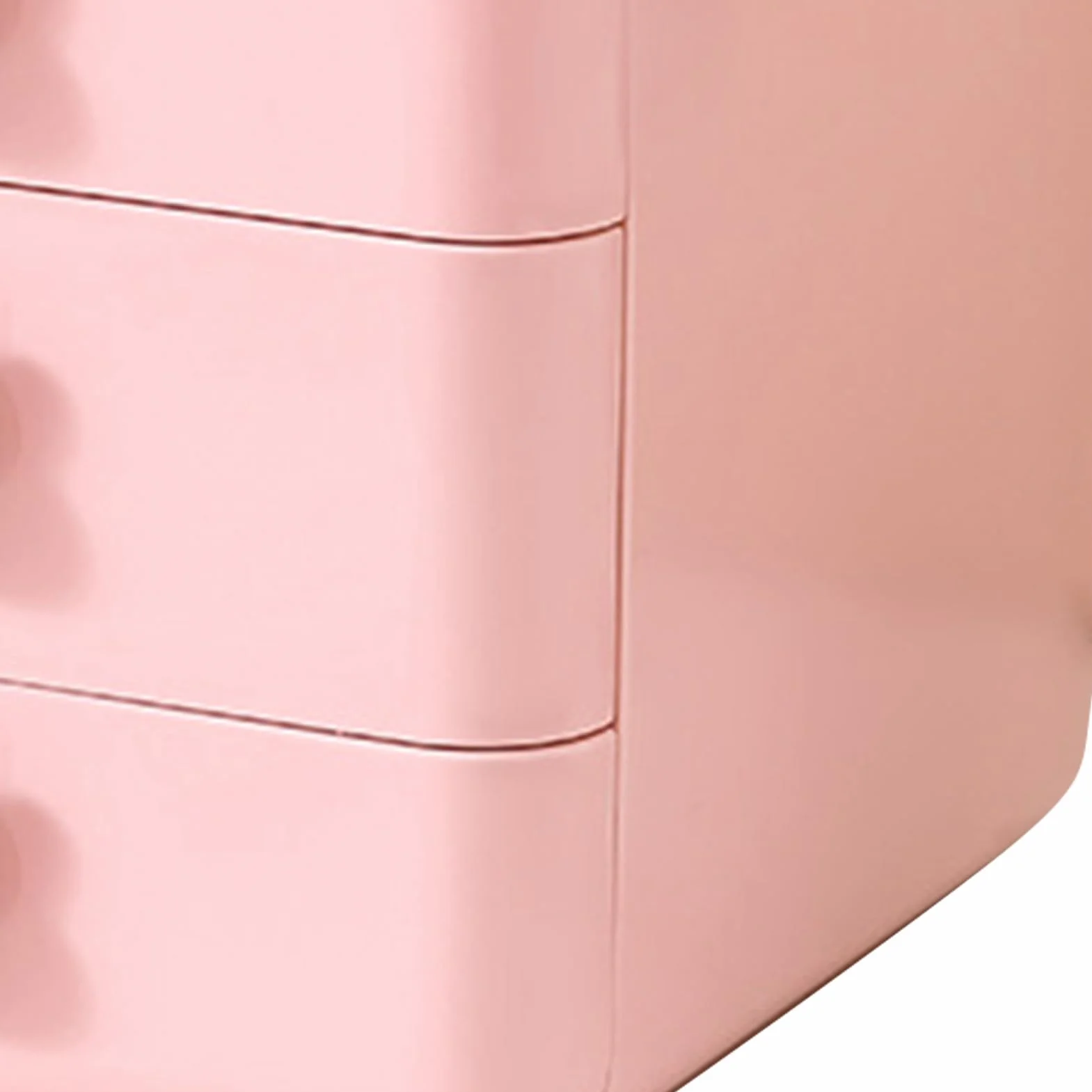 Boîte de Rangement à Tiroir Plastique 3 Couches Rose pour Bureau