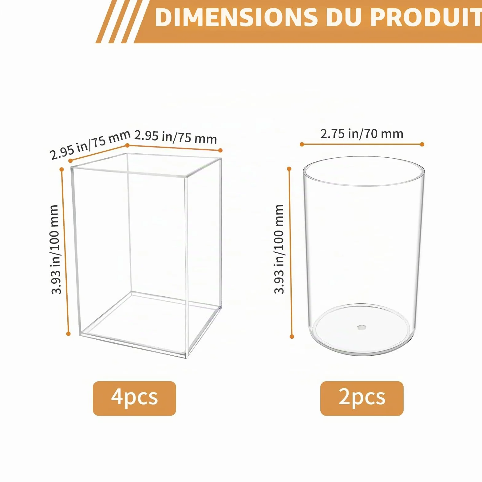 Pot à Crayon en Acrylique Transparent 6 Pièces, Rangement Pinceaux Maquillage Bureau