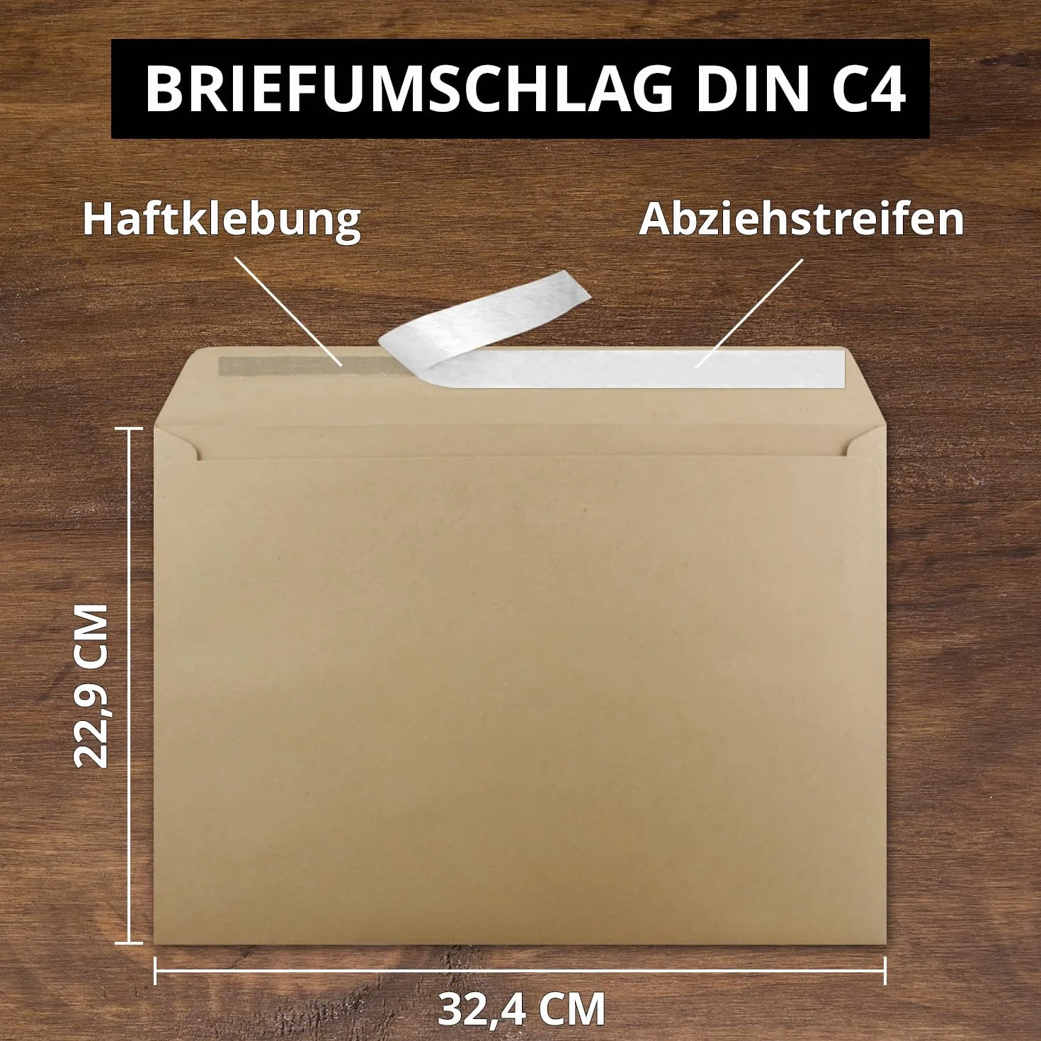 Enveloppes DIN C4 XXL 22,9 x 32,4 cm Lot de 10 Fermeture adhésive sans fenêtre