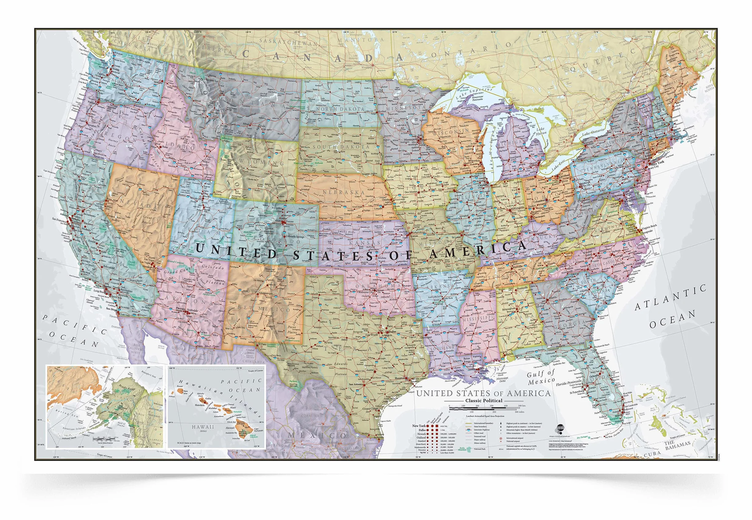 Maps International USA Map Classic Laminated 91,4 x 61 cm