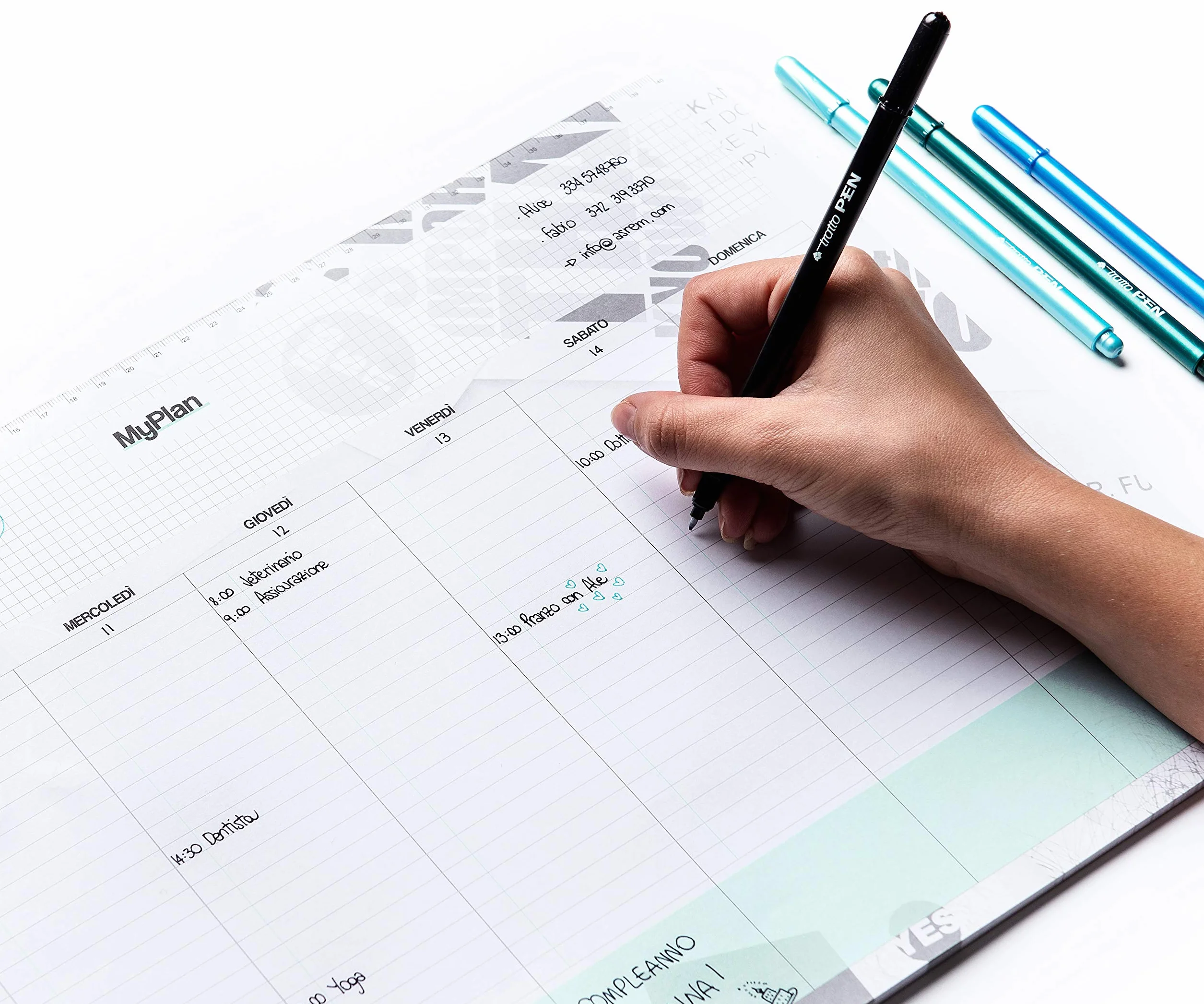 Planning hebdomadaire de table 2026 A3 43x30 cm – Calendrier perpétuel budget planificateur italien