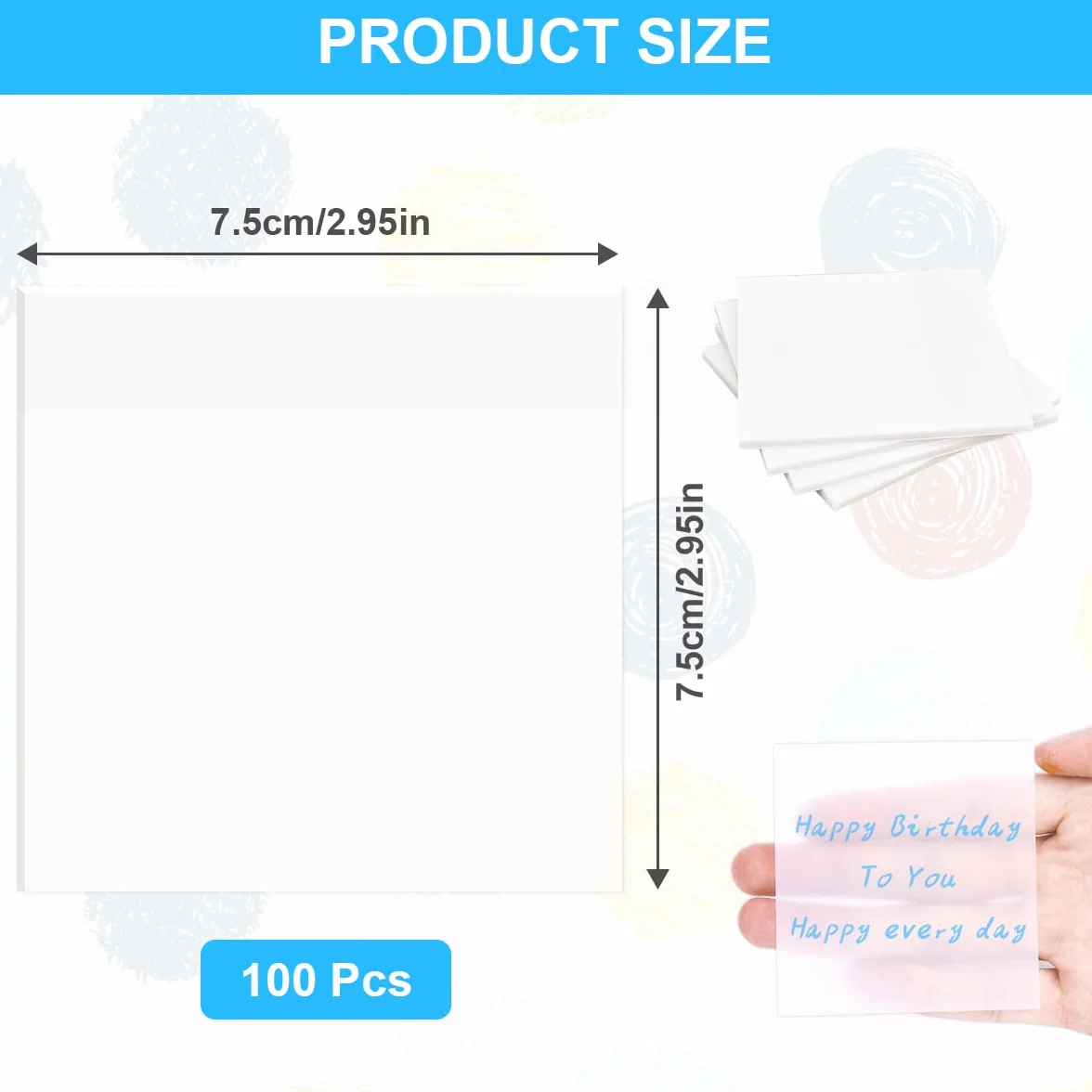 Vicloon Notes Autocollantes Transparentes 100 PCS 7,5 x 7,5 cm Imperméables