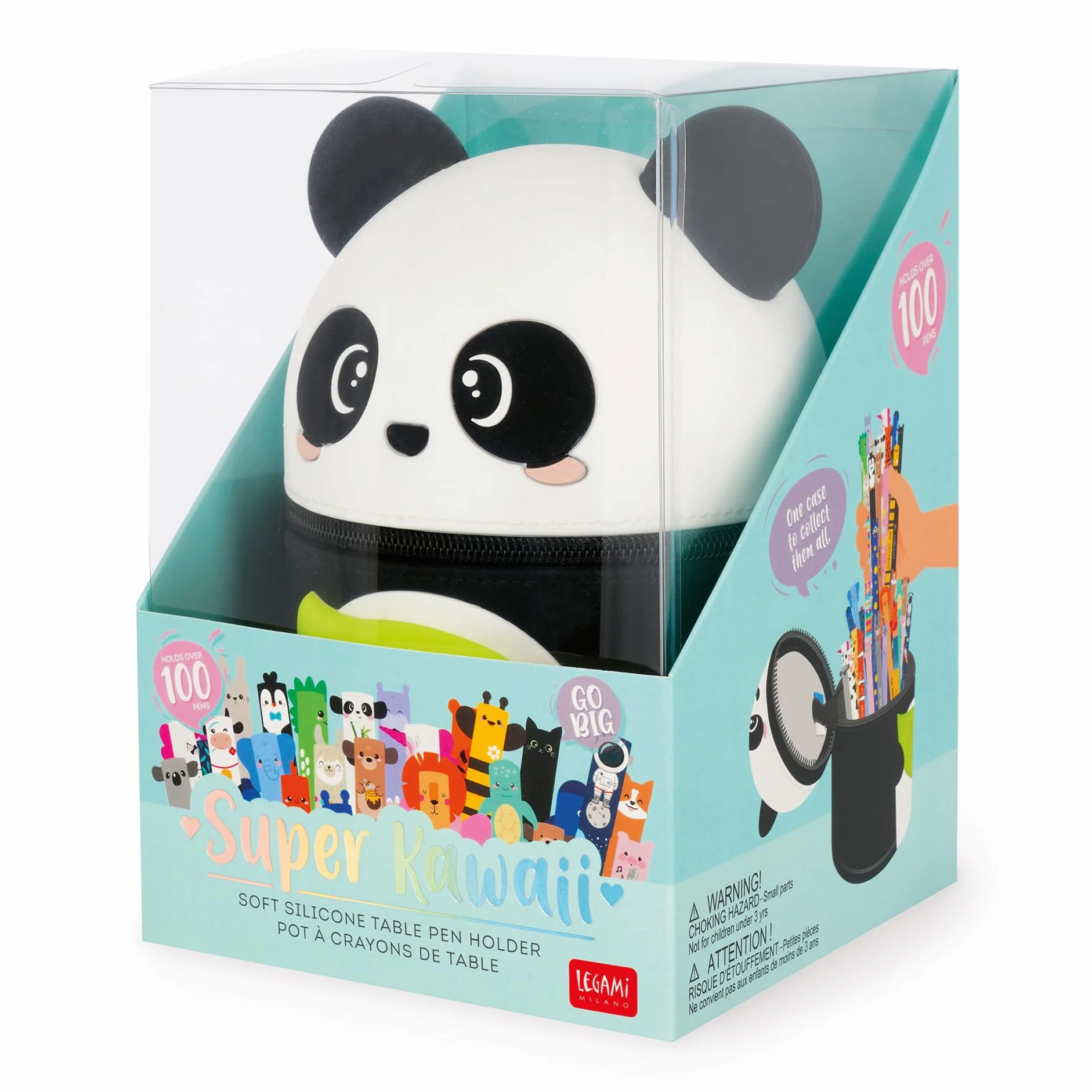 Legami Trousse Kawaii Panda Silicone Souple 13 x 19 x 13 cm