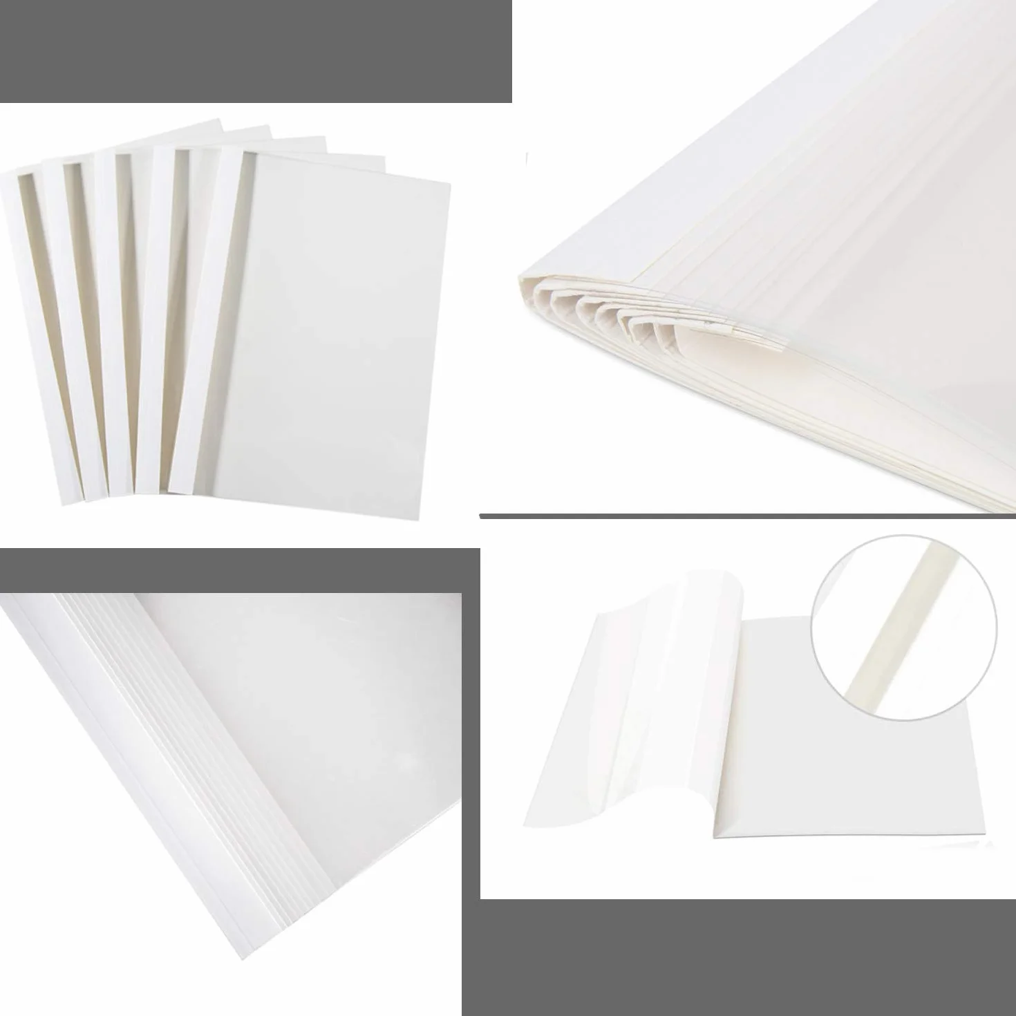 TUKA Couverture de Reliure Thermique A4 6mm 60 Feuilles Paquet de 20 Blanche TKD9200-A4-white-20x