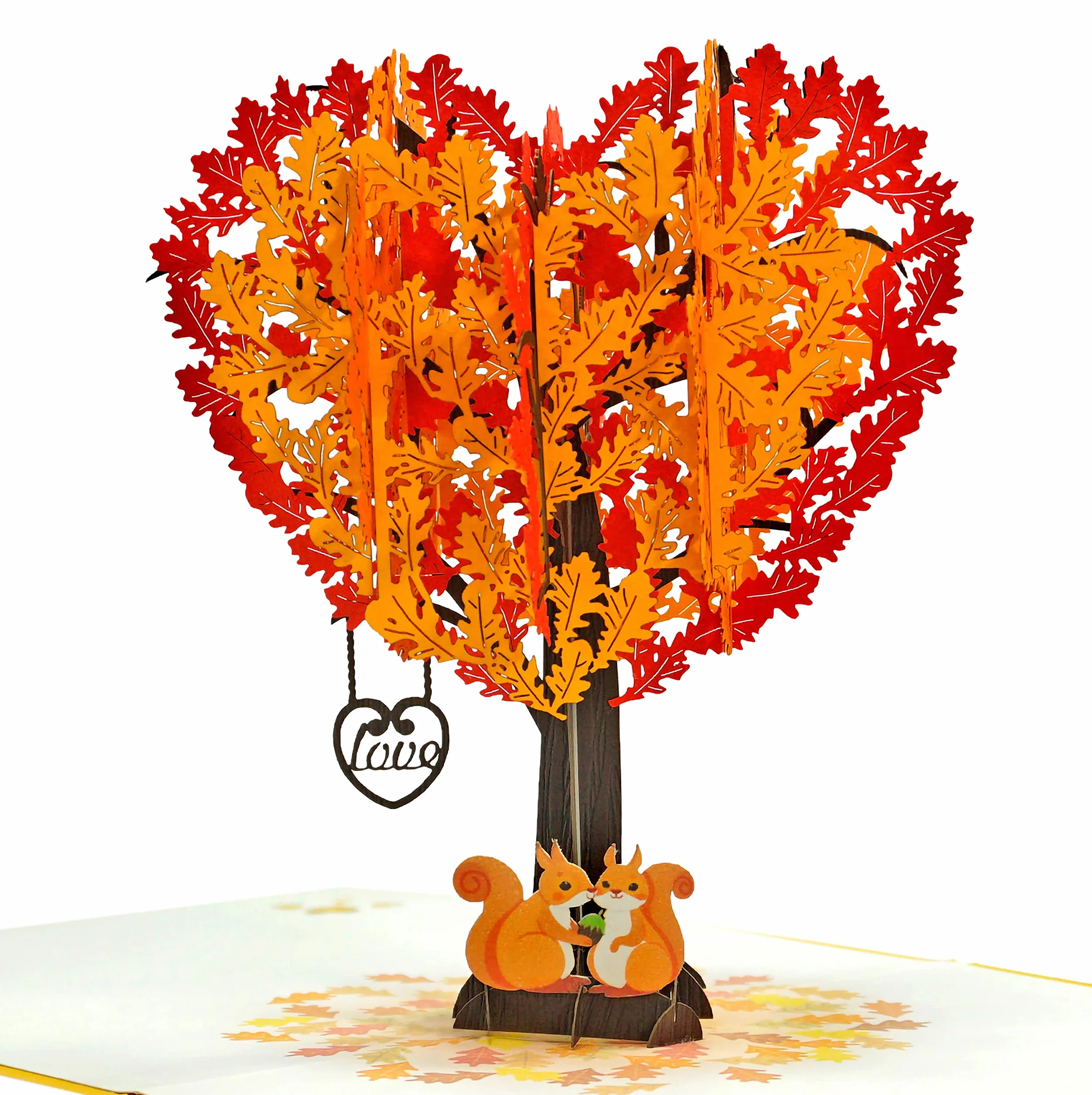 Carte Anniversaire Pop Up 3D Écureuils Arbre Coeur