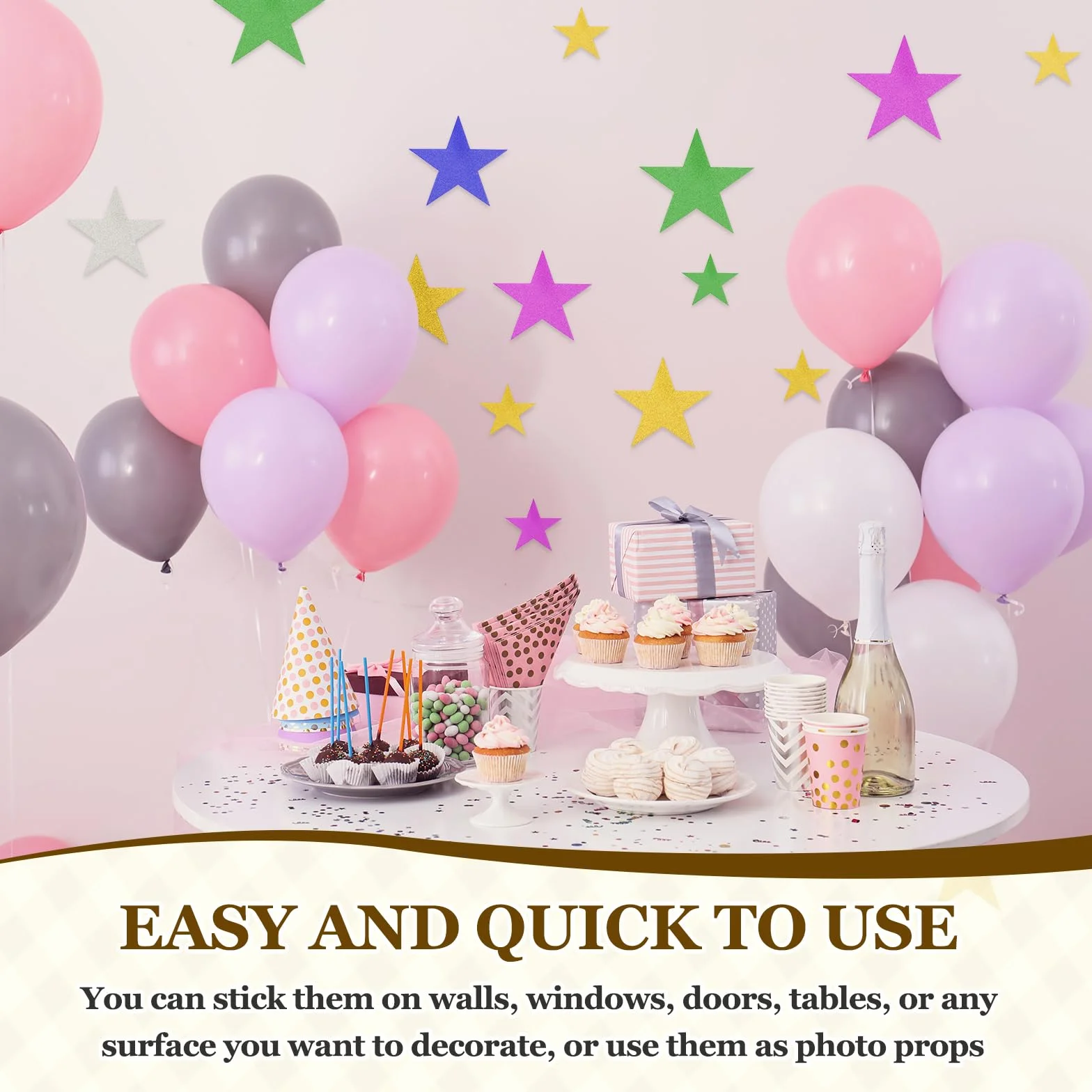 QUARKZMAN 50 Pcs Étoiles Pailletées 5 Pouces, Confettis Étoile Argenté pour Décoration Murale Fête