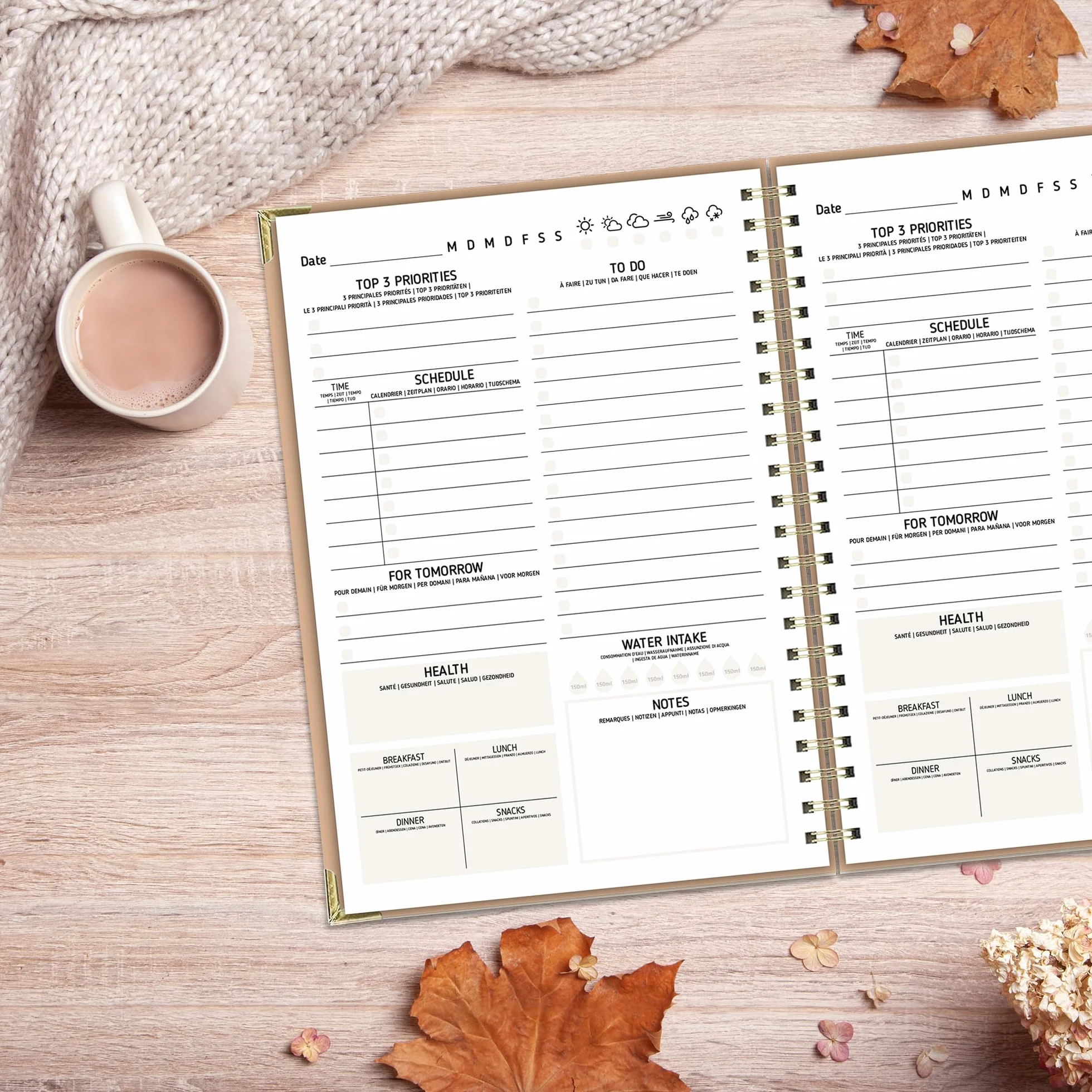 BIROYAL Agenda Journalier Non Daté A5, To Do List Bloc Note, Daily Planner 60 Pages (120 Feuillets), Planificateur