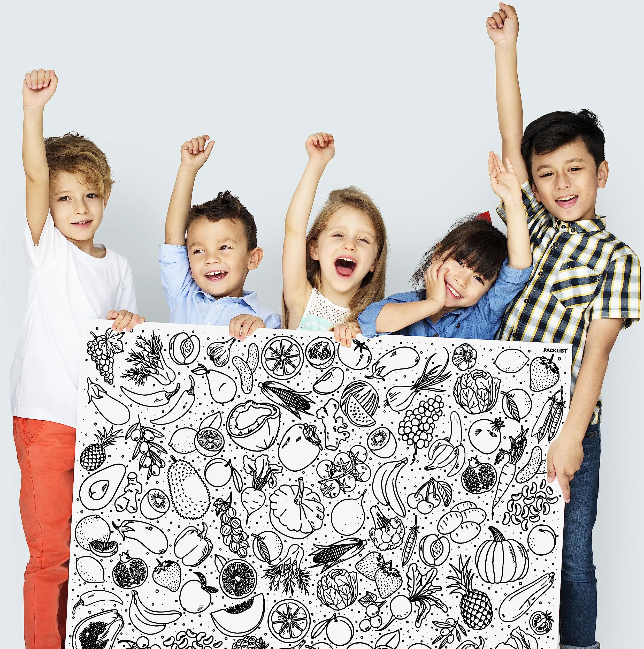 PACKLIST® Poster Coloriage XXL Fruits Activité Ludique Enfants Créativité Géante