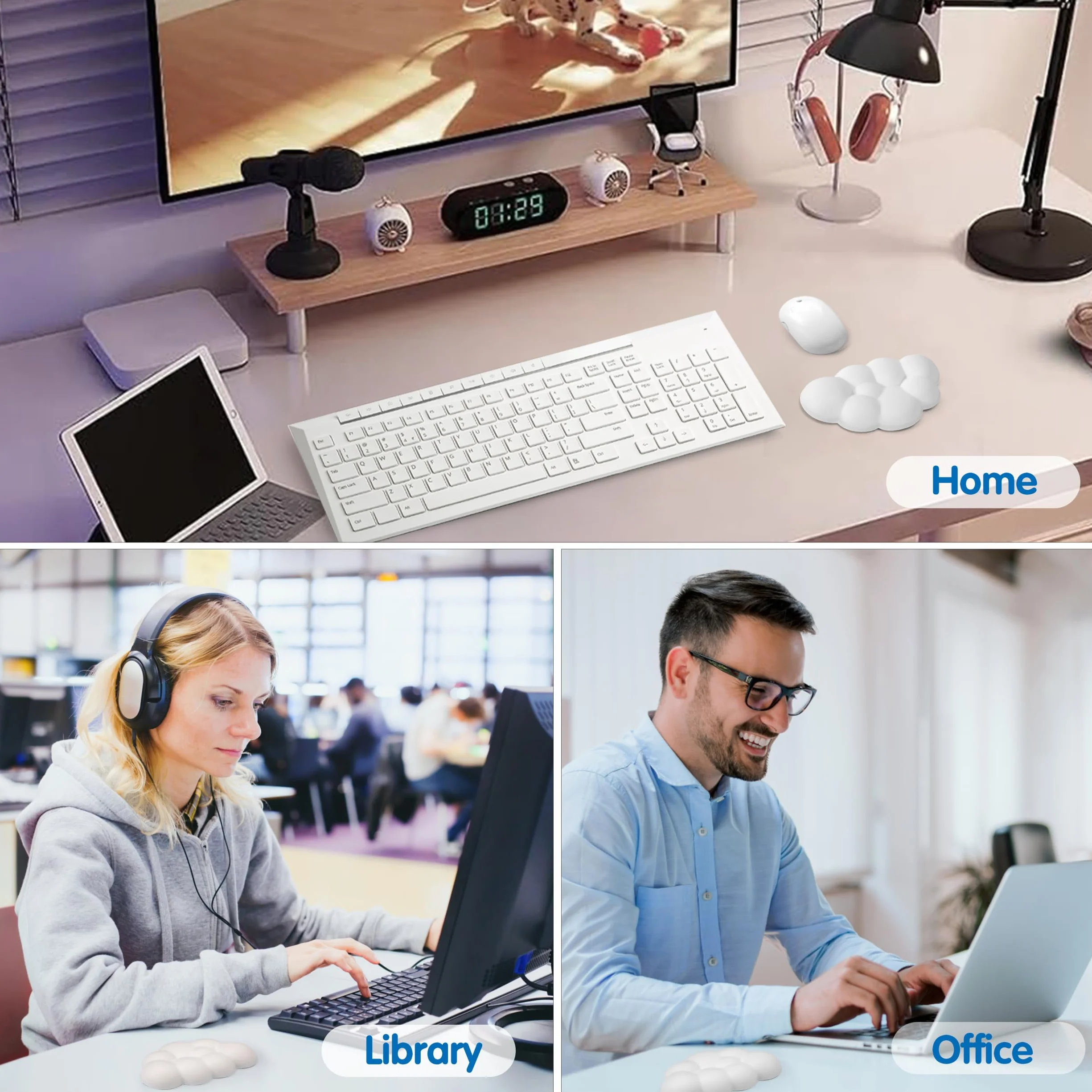 Cloud Wrist Rest Support de Poignet Ergonomique pour Souris Blanc