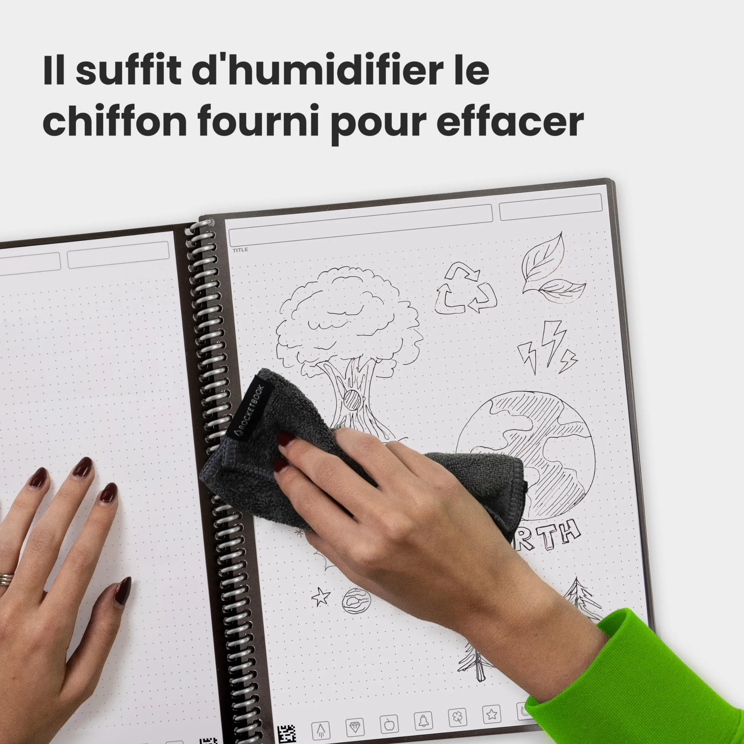 Rocketbook Core Carnet de Notes Réutilisable Taille Letter 21 cm x 29,7 cm Noir Pointillé Connecté à l'Application Effaçable