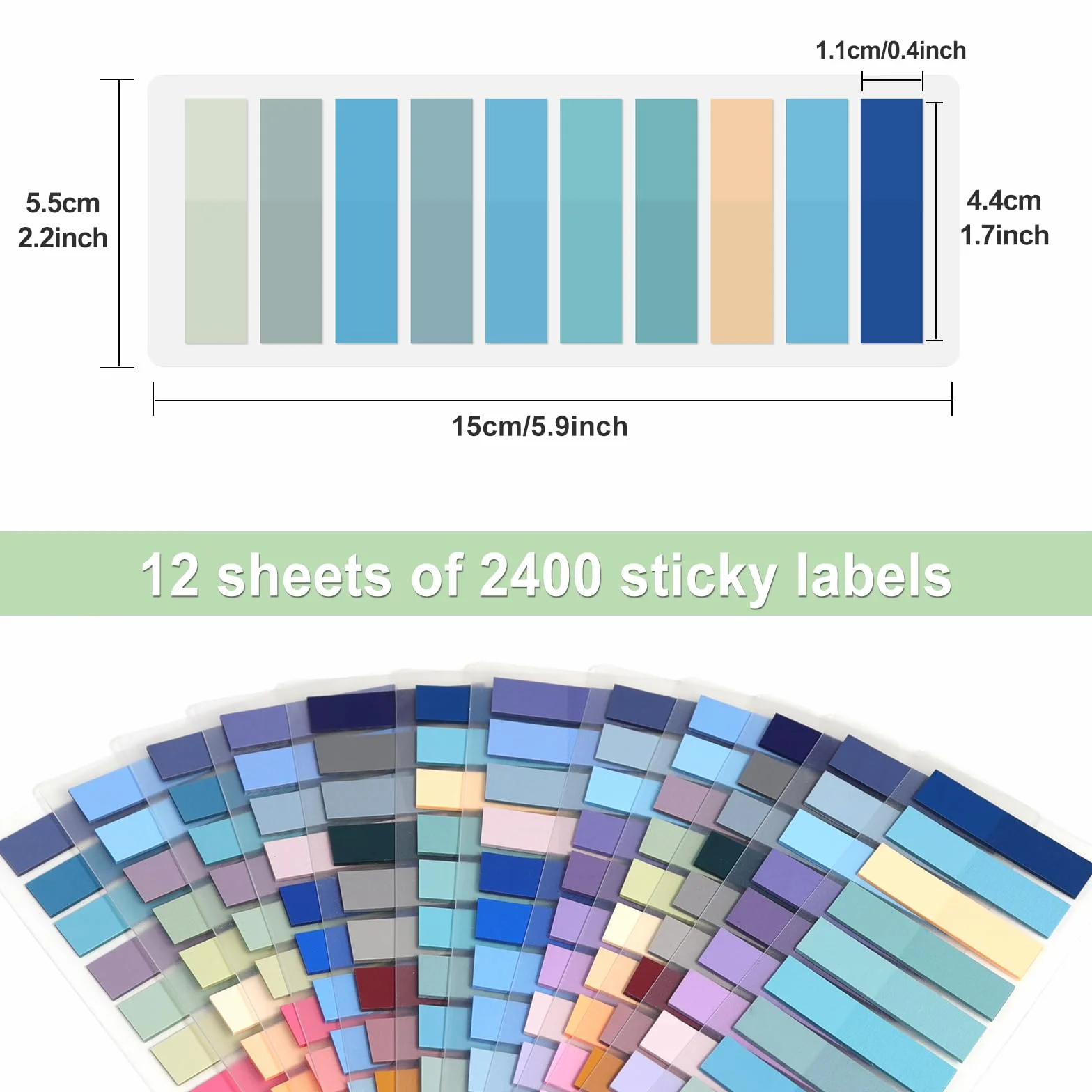 Marque Page Adhesif 2400 Pièces, 12 Styles Annotation Livre, Sticky Notes Index Tabs Inscriptible pour Maison École Bureau