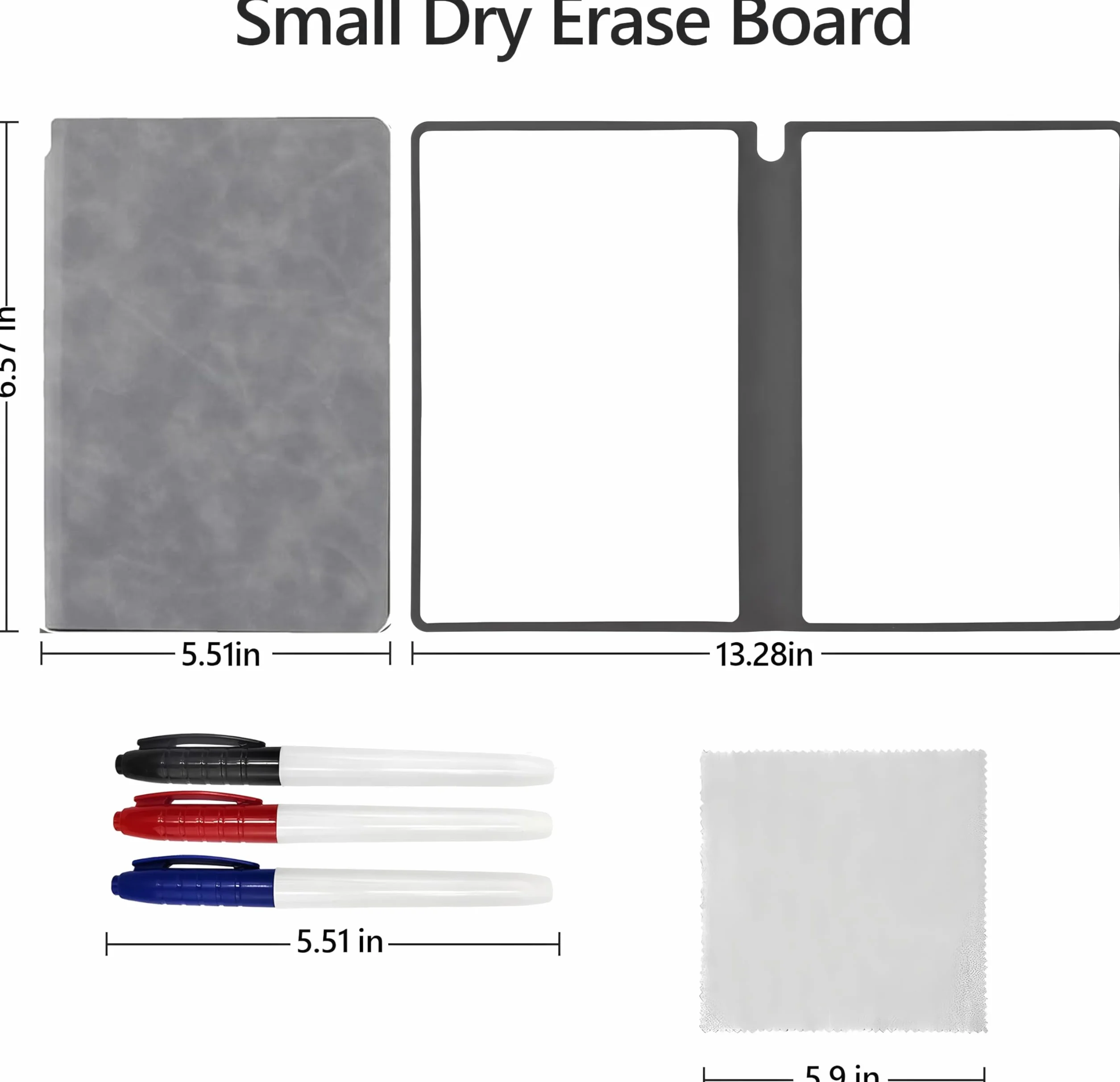 Tableaux blancs A5 double face effaçables à sec avec stylos pour école bureau (gris)