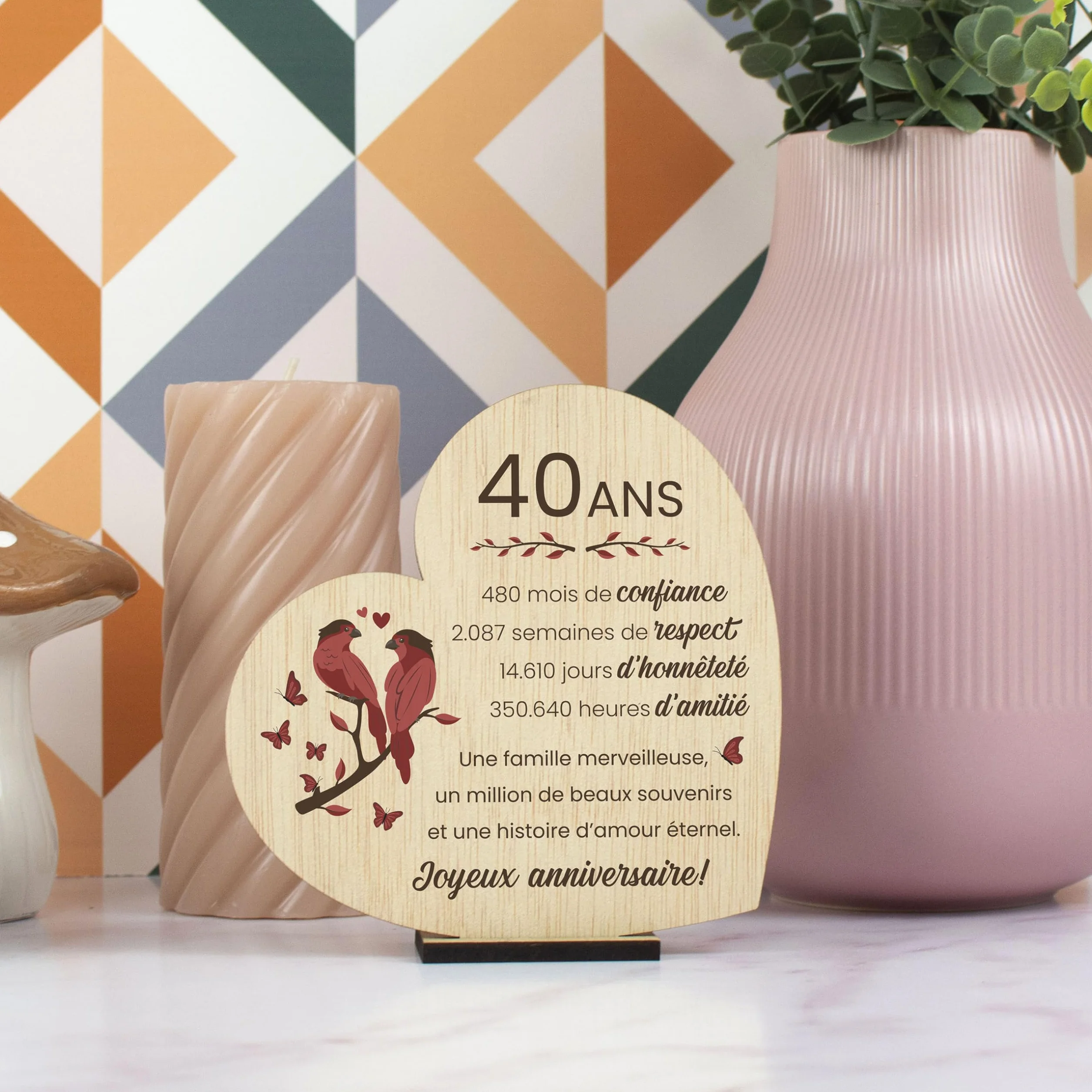 CONTRAXT Cadeau 40 Ans de Mariage Noces d'Émeraude Idée Originale pour 40ème Anniversaire