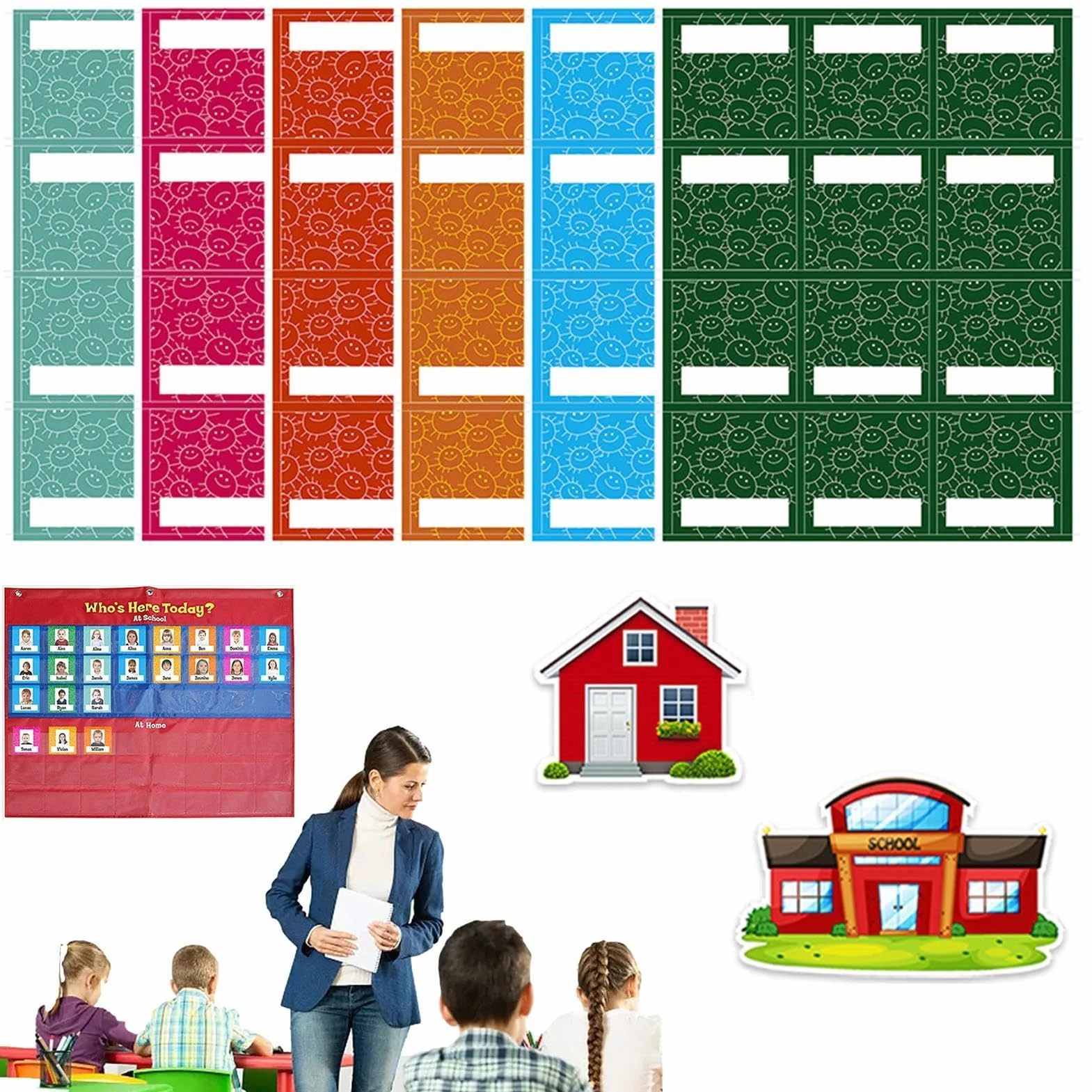 Tableau de Présence 74 Cartes Photos Enfichables Salle de Classe Accessoires