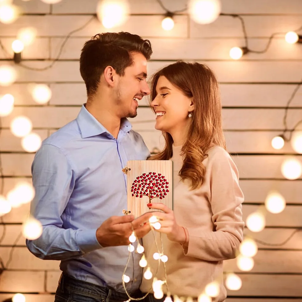 Carte de Voeux en Bois Vicloon, Carte Anniversaire en Bambou avec Enveloppes