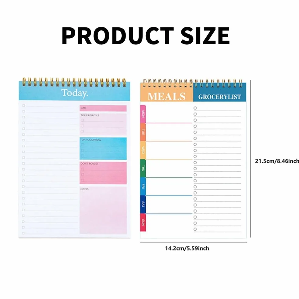 Planificateur de Tâches Bloc-Notes 2 Pièces, Carnet de Notes Papier, Organiseur de Productivité