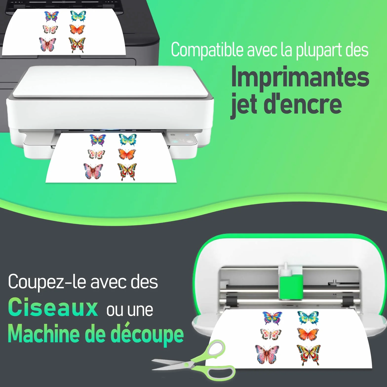 Papier autocollant vinyle transparent A4 297x210mm pour imprimante jet d'encre Tixlux