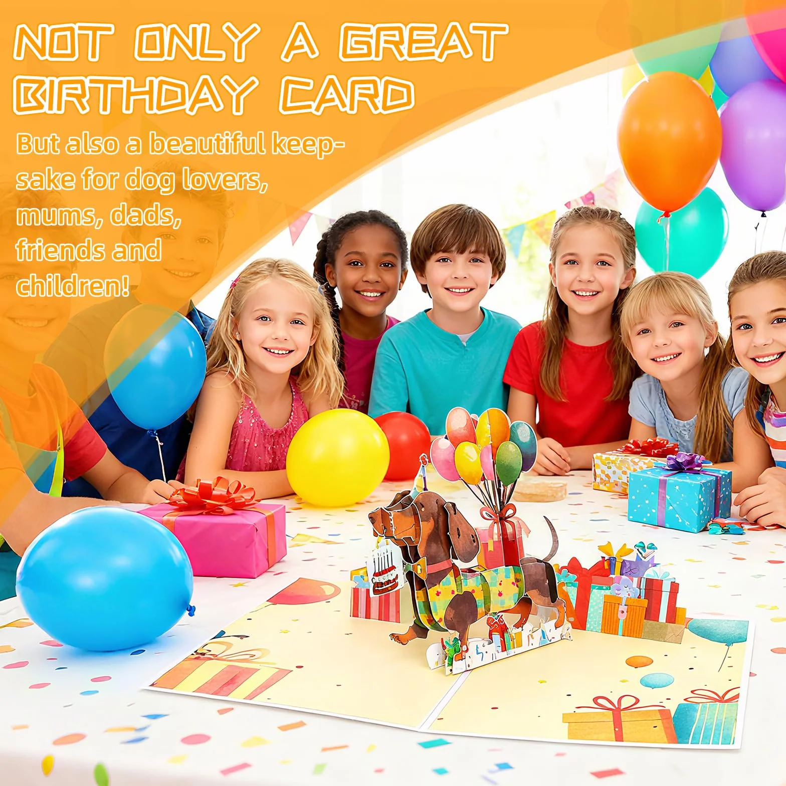 Carte d'Anniversaire 3D Pop-up pour Chien avec Enveloppe, Carte Interactive Drôle