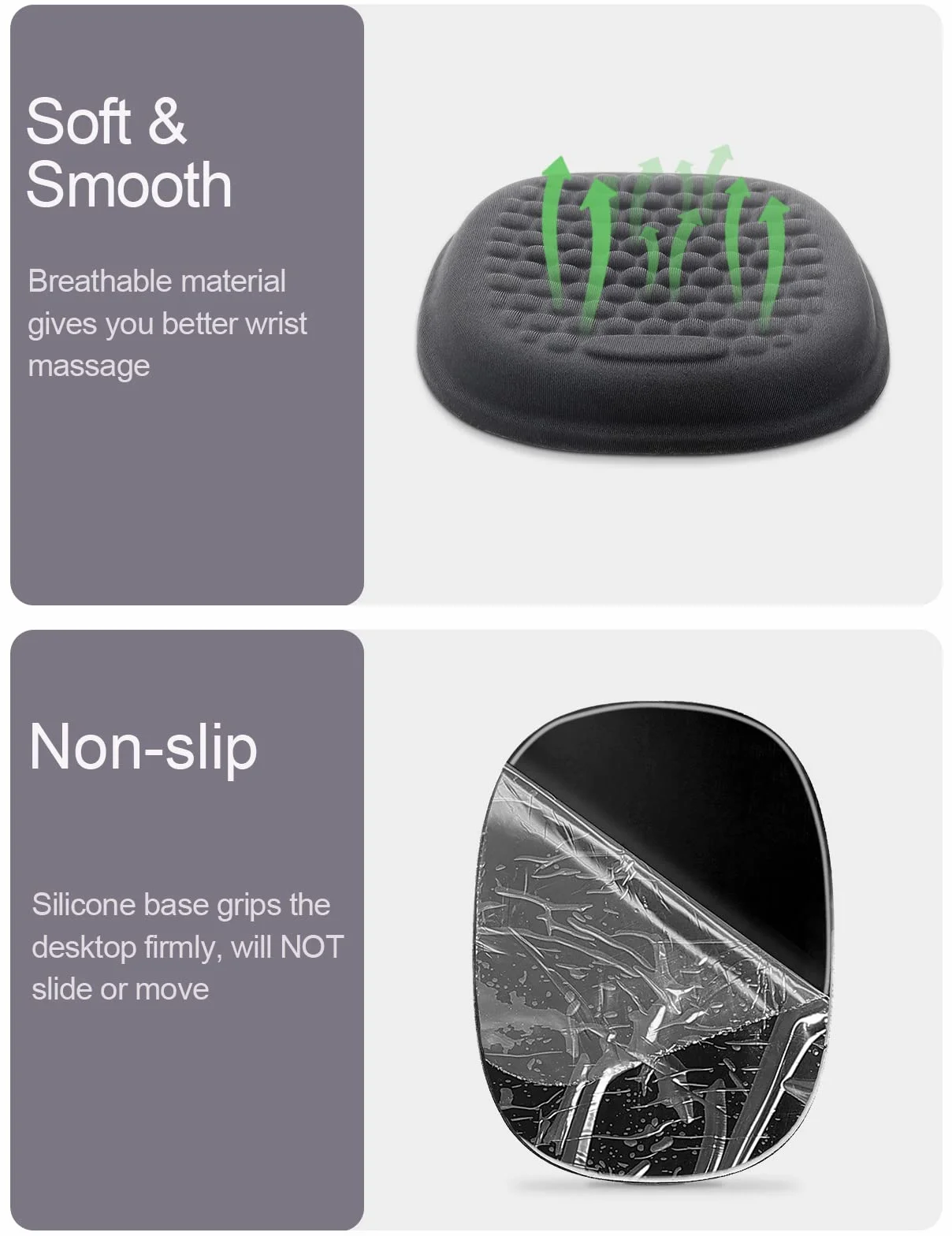 Vaydeer Accoudoir en gel ergonomique à mémoire de forme Noir 1 paire