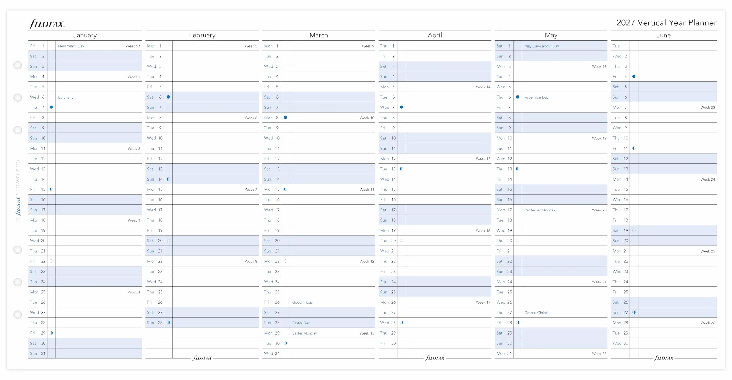 Filofax Agenda annuel vertical 2027 A5