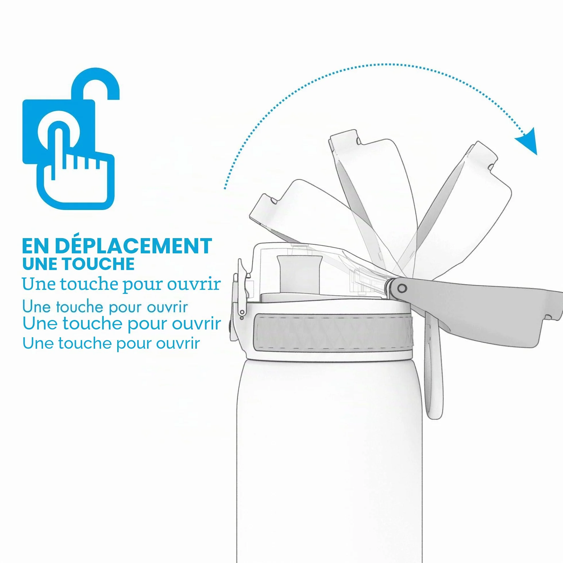 Ion8 Gourde Enfant Inox 400ml Anti-Fuite Facile à Ouvrir Verrouillage Sécurisé Lavable Lave-Vaisselle Poignée Transport Acier Inoxydable Aqua