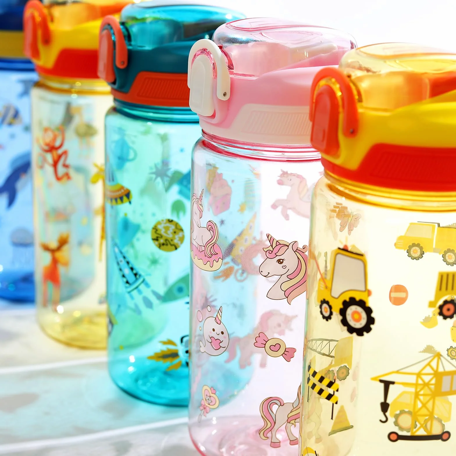Gourde Enfant 600 ml Anti-Fuite Étanche sans BPA Bouteille Eau Licorne