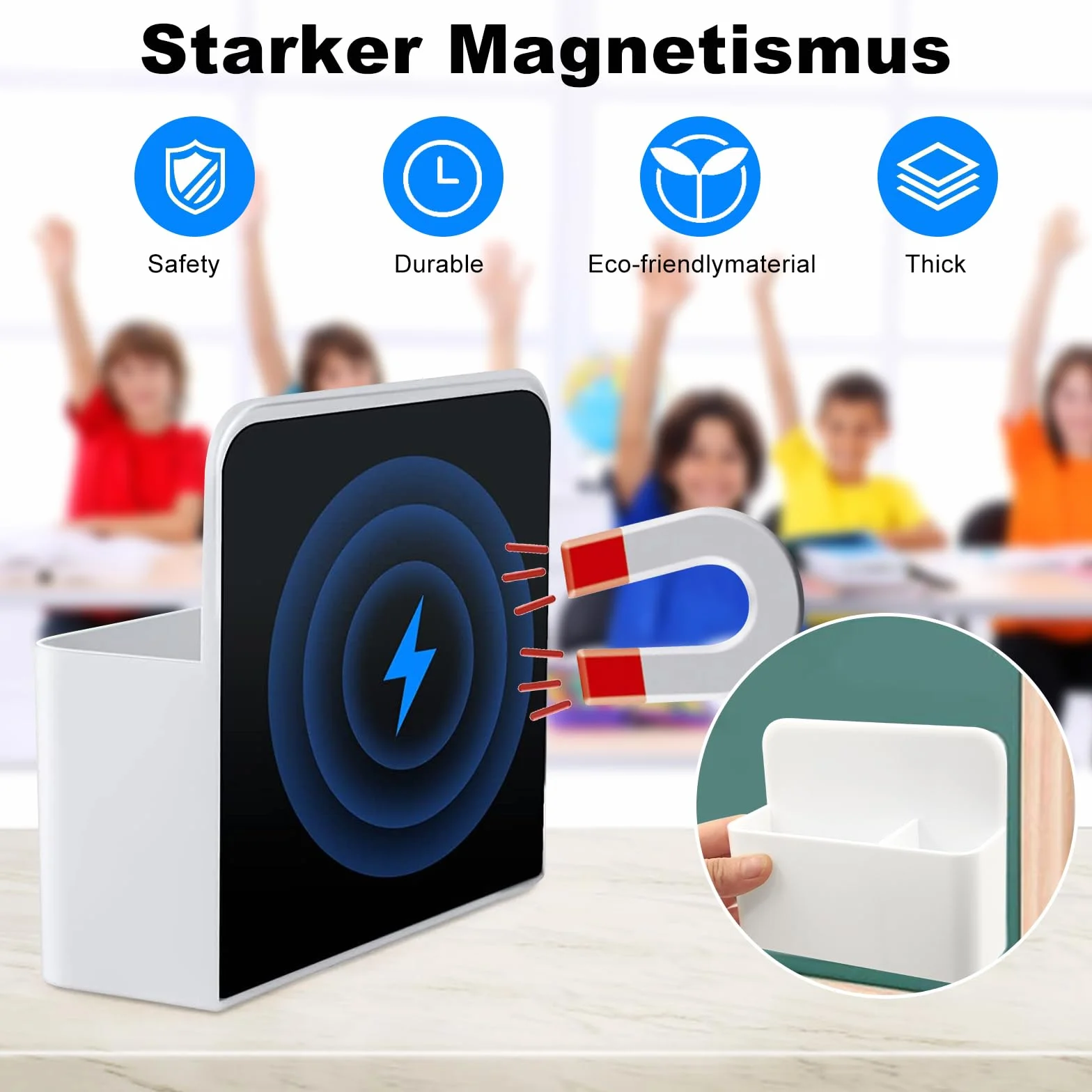 Porte-stylos Magnétiques 2 Pièces, Pot à Stylos Accessoires pour Tableau Blanc avec 2 Éponges