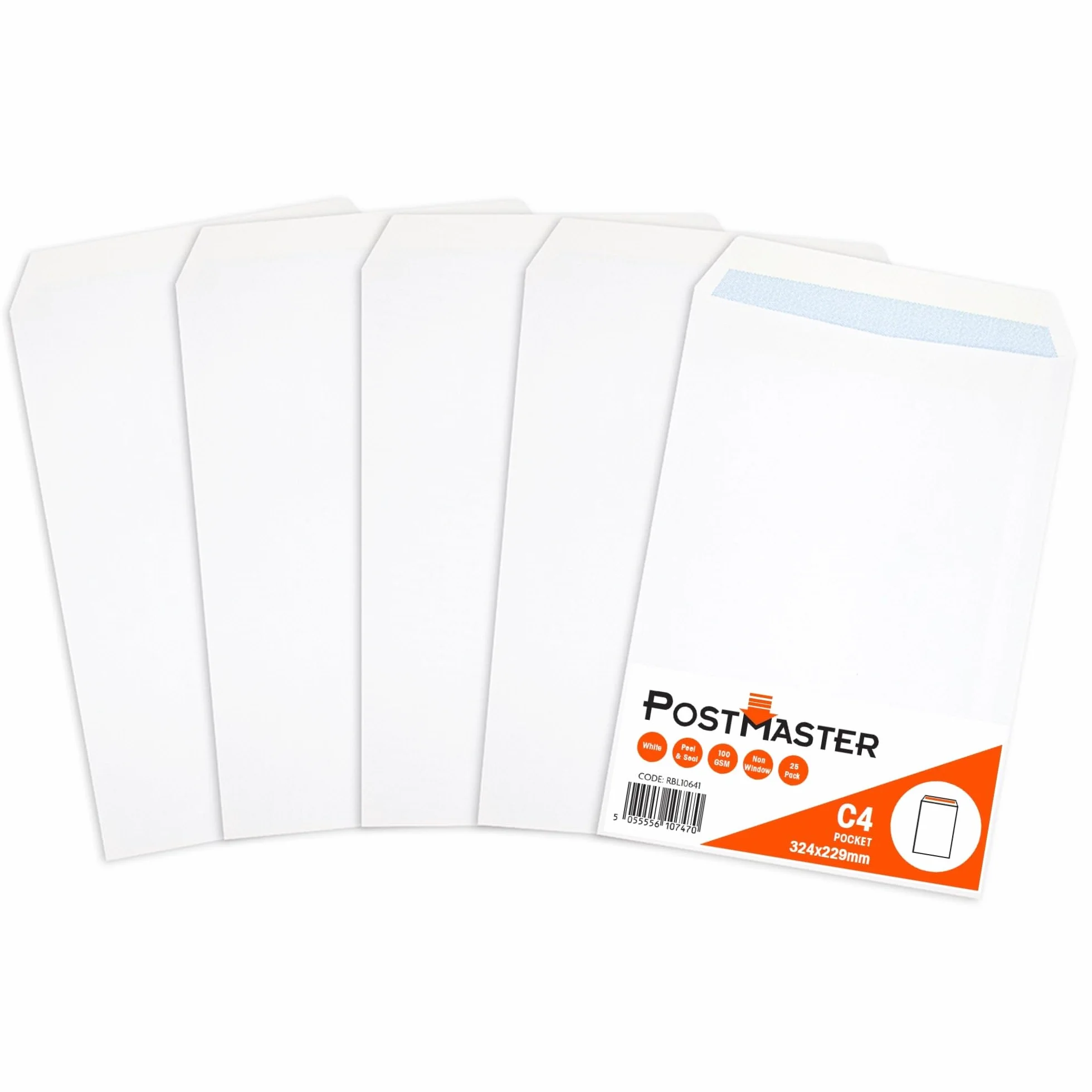 Postmaster Lot de 25 enveloppes C4 autocollantes 100 g/m² blanc