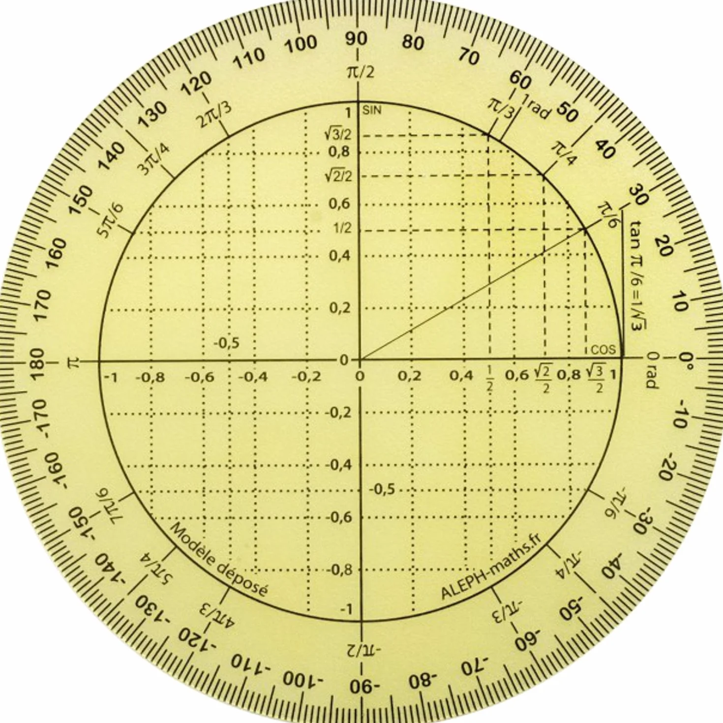 Aleph rapporteur trigonométrique 11 cm