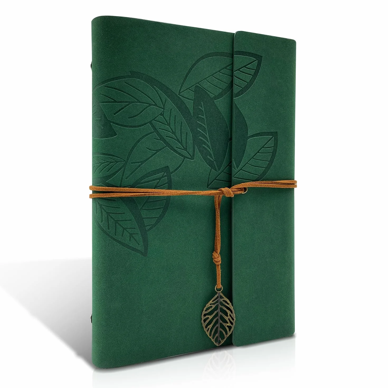 Carnet de Notes A5 Cuir 160 Pages 100 g/m² 14.1x21cm Couverture Rigide avec Bande Élastique (Vert)