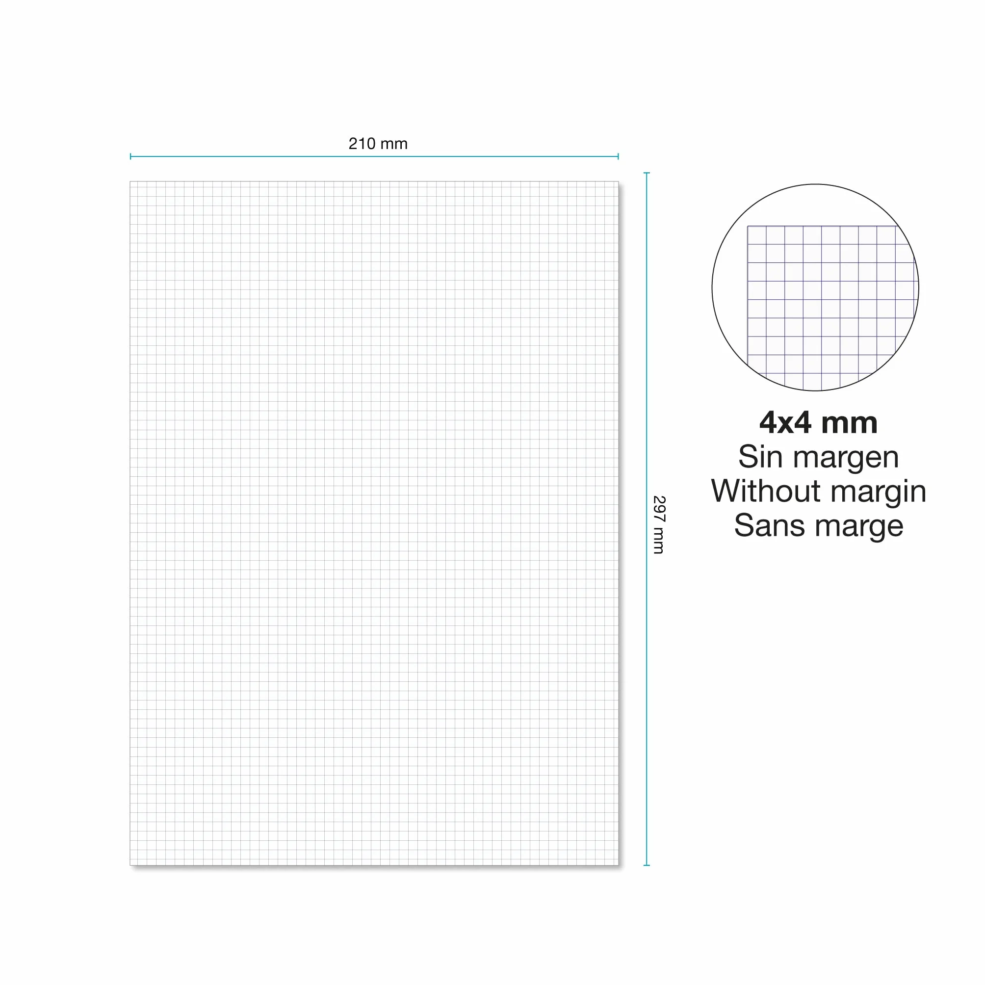 Miquelrius Bloc de recharge A4 100 feuilles quadrillées 4x4 mm Papier 90 g/m²
