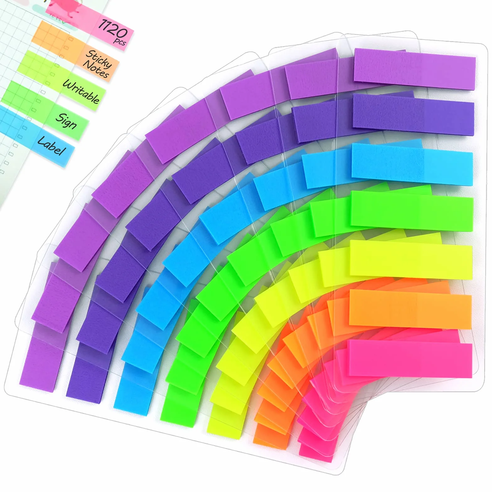 Hanyousheng Feuillets Notes Autocollants 1120Pcs Marque Page Adhesives Notes Onglets D'Index 7 Couleurs