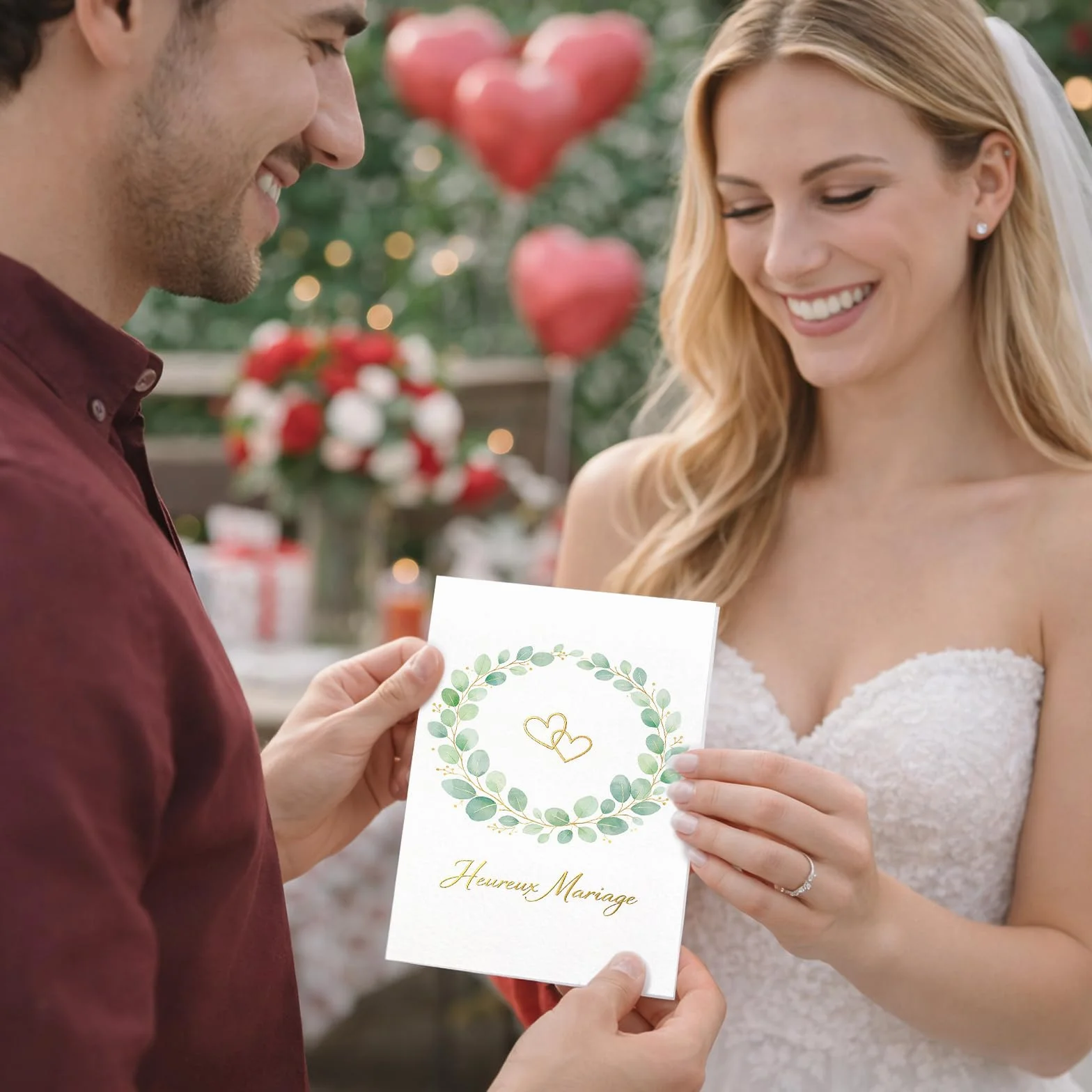 Carte mariage félicitation avec enveloppe