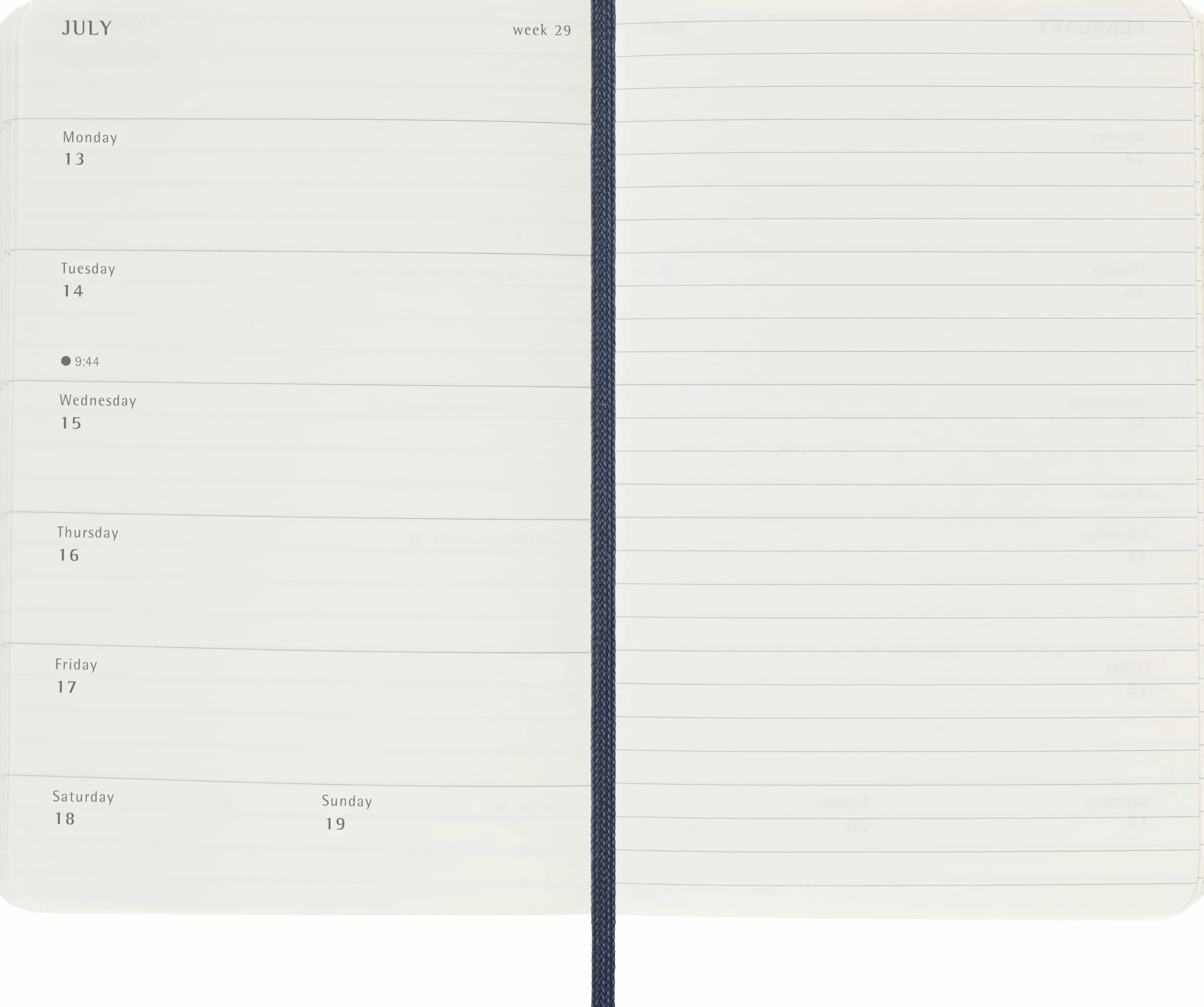 Moleskine Agenda Hebdomadaire 2026 12 Mois Couverture Souple Fermeture Élastique Format Pocket 9x14 Bleu