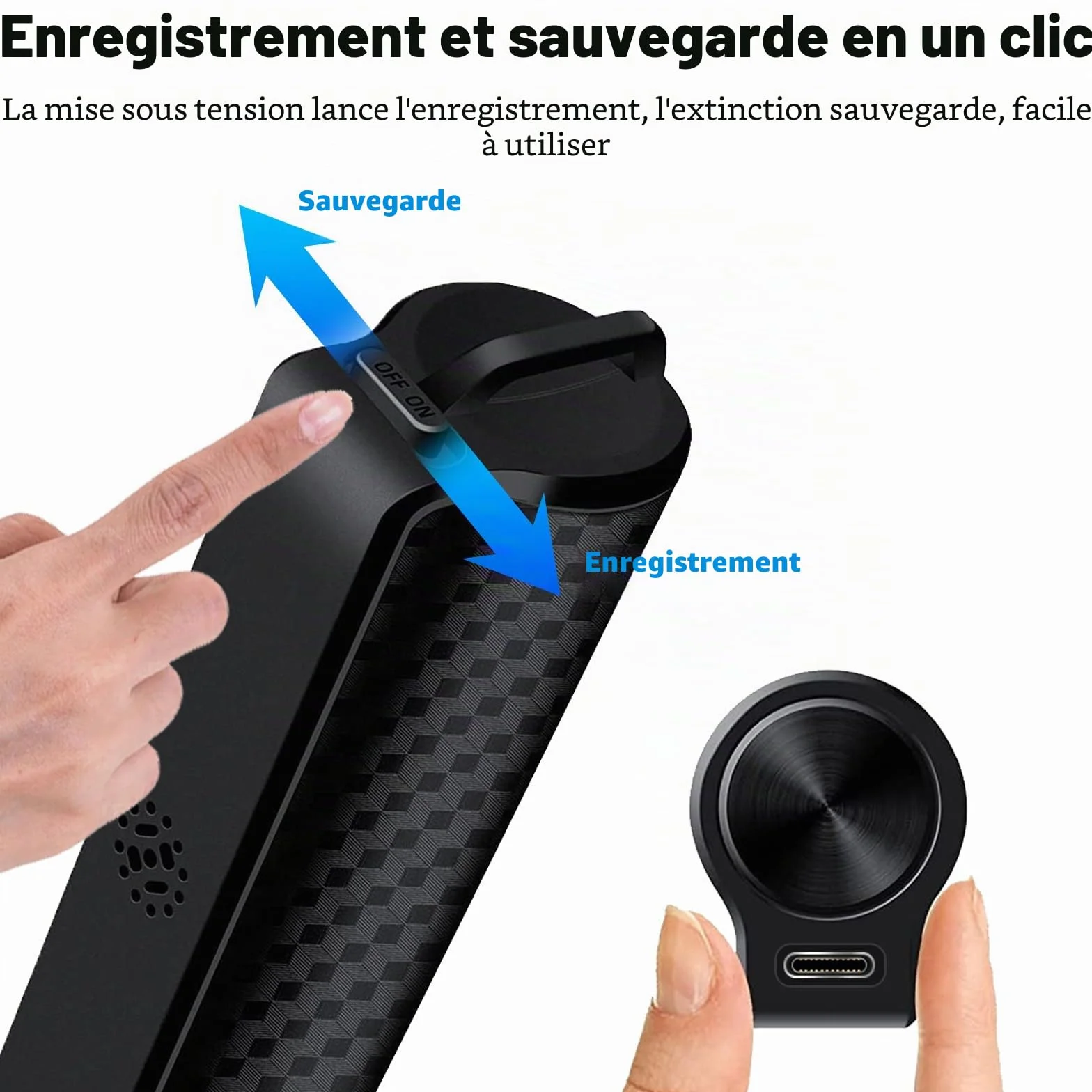 Enregistreur Vocal Espion Magnétique 30 Jours Enregistrement Continu Mini Dictaphone Commande Vocale Rechargeable USB