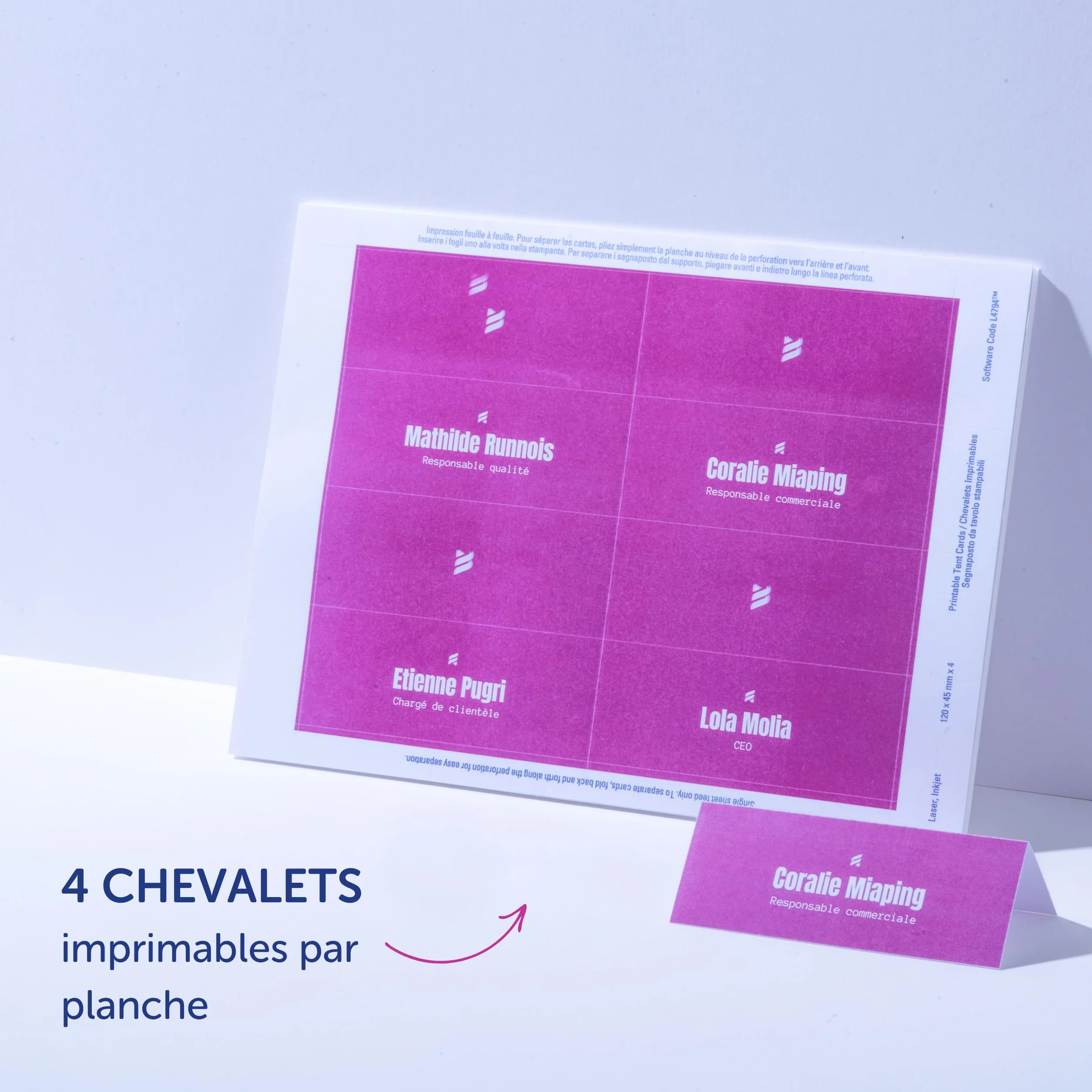 Avery 40 porte-noms imprimables micro-perforés 120 x 45 mm cartes de table personnalisables