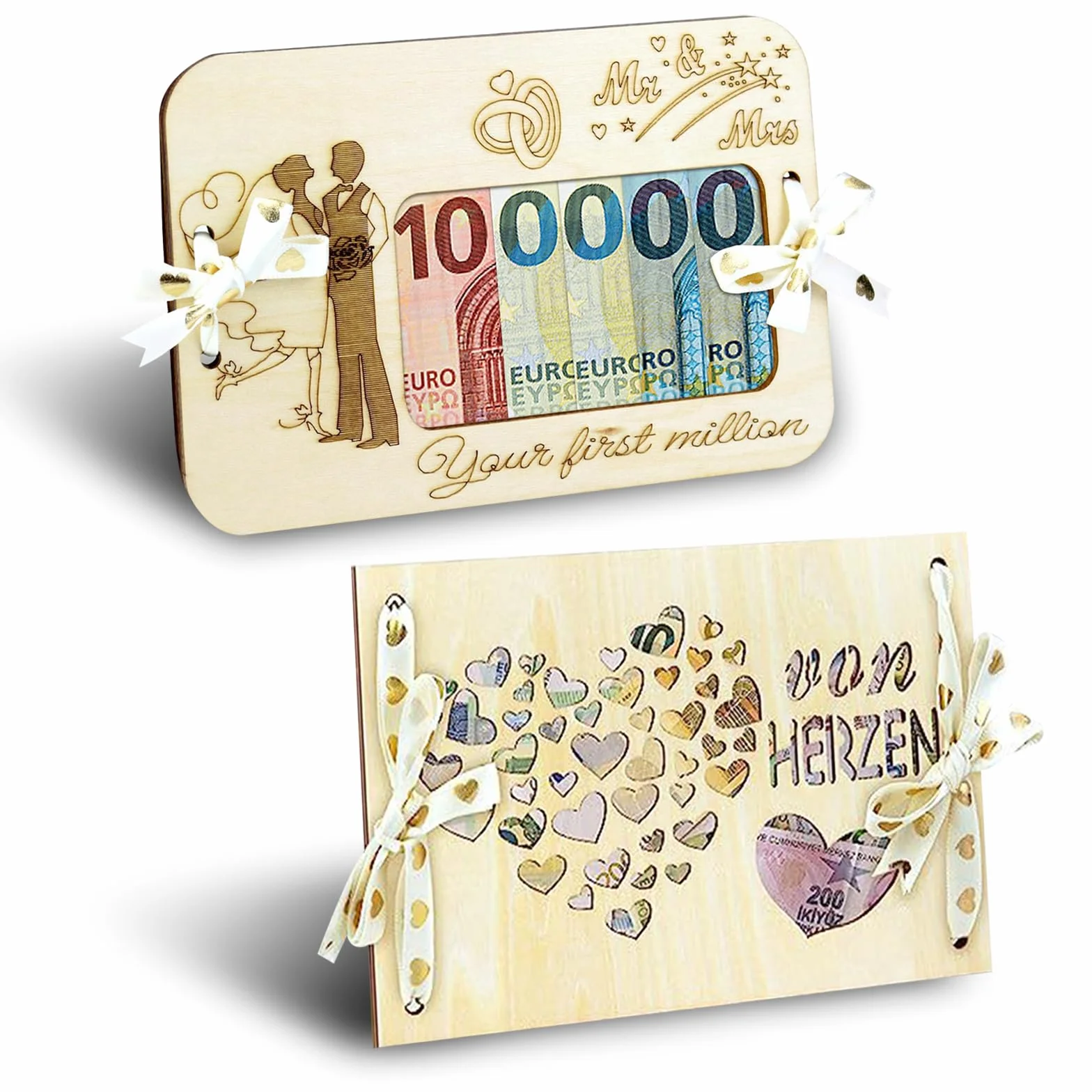 Carte Mariage Félicitation en Bois, Cadre Photo d'Argent, Cadeau Mariage pour Couple
